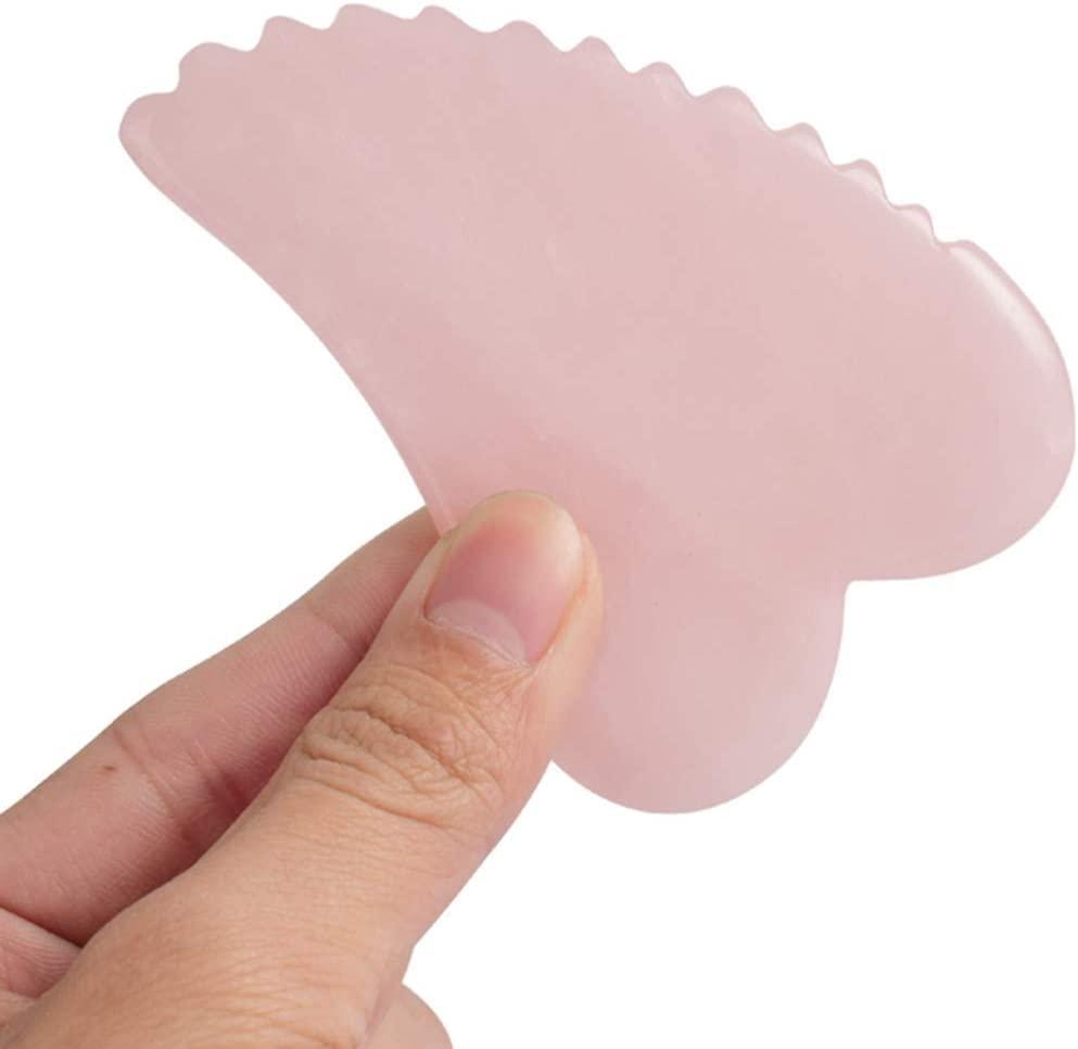 WXHN WXHN Gua Sha Facial Tool Comb Edge Guasha Scraping Rose Quartz Massage