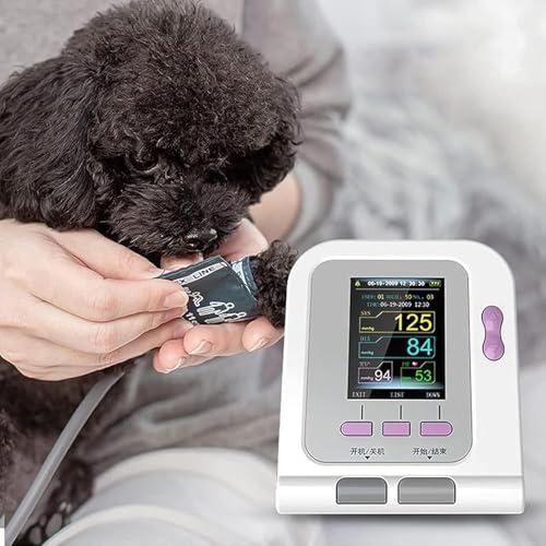 GXLDIANPU Veterinary Blood Pressure Monitor Cuff, Veterinary Electronic Sphygmomanom, with 3 Cuffs, Large Capacity Storage Of 100 Sets Of Data, 2.8-inch Color LCD Display, for Dog/cat/Pets Animal Care