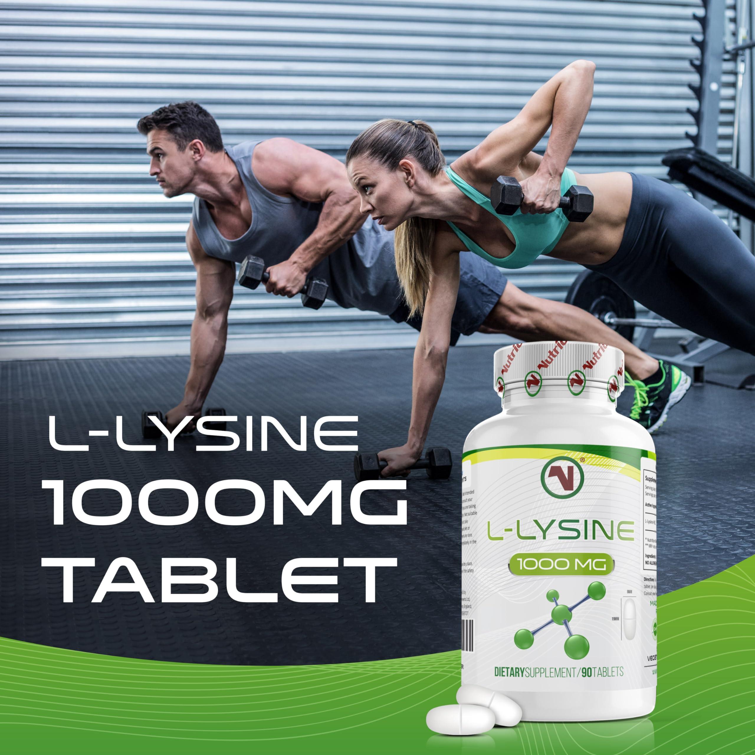 Nutriodol L-Lysine x 90 1000mg Tablets | Smallest Possible 19mm Formula | Easier to Swallow and Quicker to Absorb - Suitable for Vegetarian and Vegan. (90)