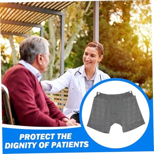 XJKLBYQ Catheter Pants For Men,Catheter Underwear for Men with Elastics Cotton Catheter Pants with 2 Pocket & Fixer Striped Concealed Nephrostomy Bag Clothing for Elderly, Abdominal Surgery, No Urine Bag, XL