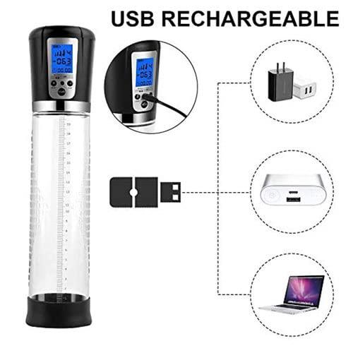 Spenic Men\'s Handheld Vacuum Pump Massager with ED Panel Screen Men\'s Vacuum Pump, Electric Massager Men\'s Muscle Pump for Body Massage Relaxation, Stress Relief Massage Equipment Device Tool