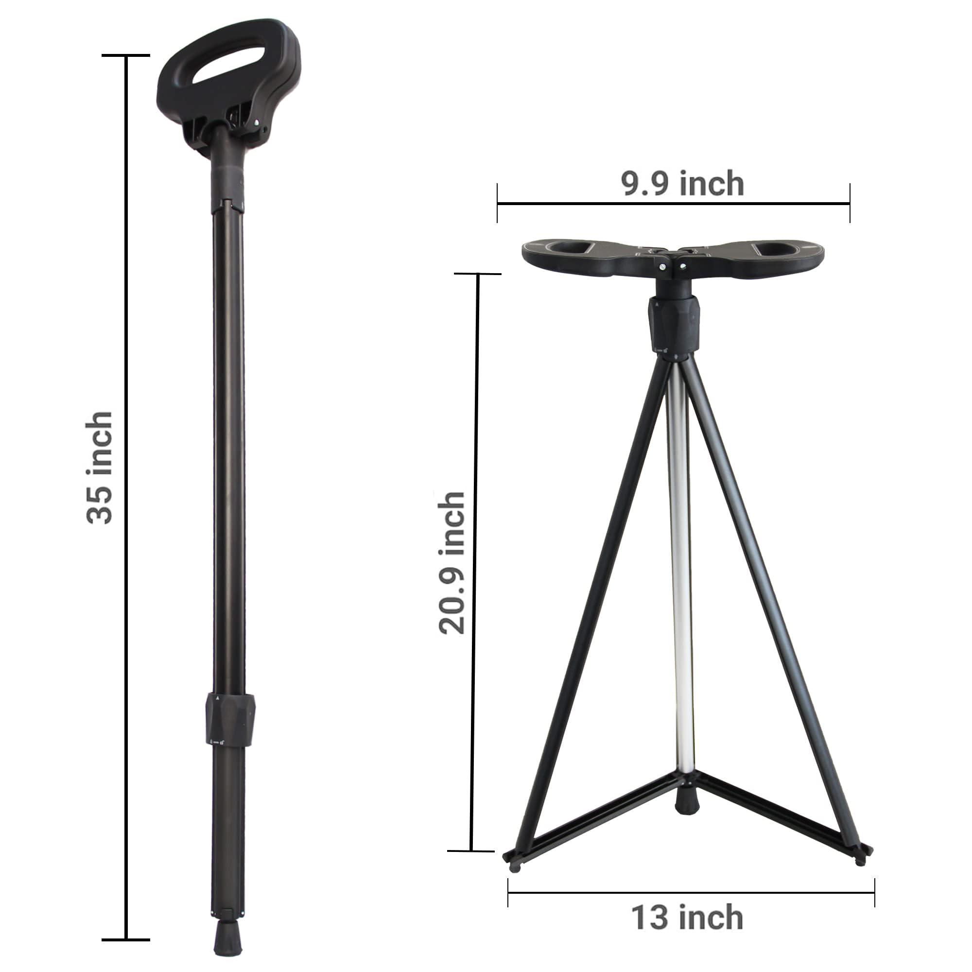 ALEVMOOM ALEVMOOM Walking Cane with Seat,Portable Folding Cane,Crutches Stool for Adults,Lightweight Retractable Stool for Elderly,Max Load 440lb,Outdoor Travel Rest Stool with a Carry Bag (Black)