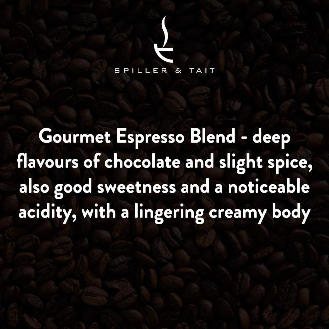 Spiller & Tait Spiller & Tait Tait's Gold, Gourmet Coffee Bean Blend 1kg Bag, Rich Arabica Beans Espresso Blend Medium/Dark Roast - Suitable for All Coffee Machines