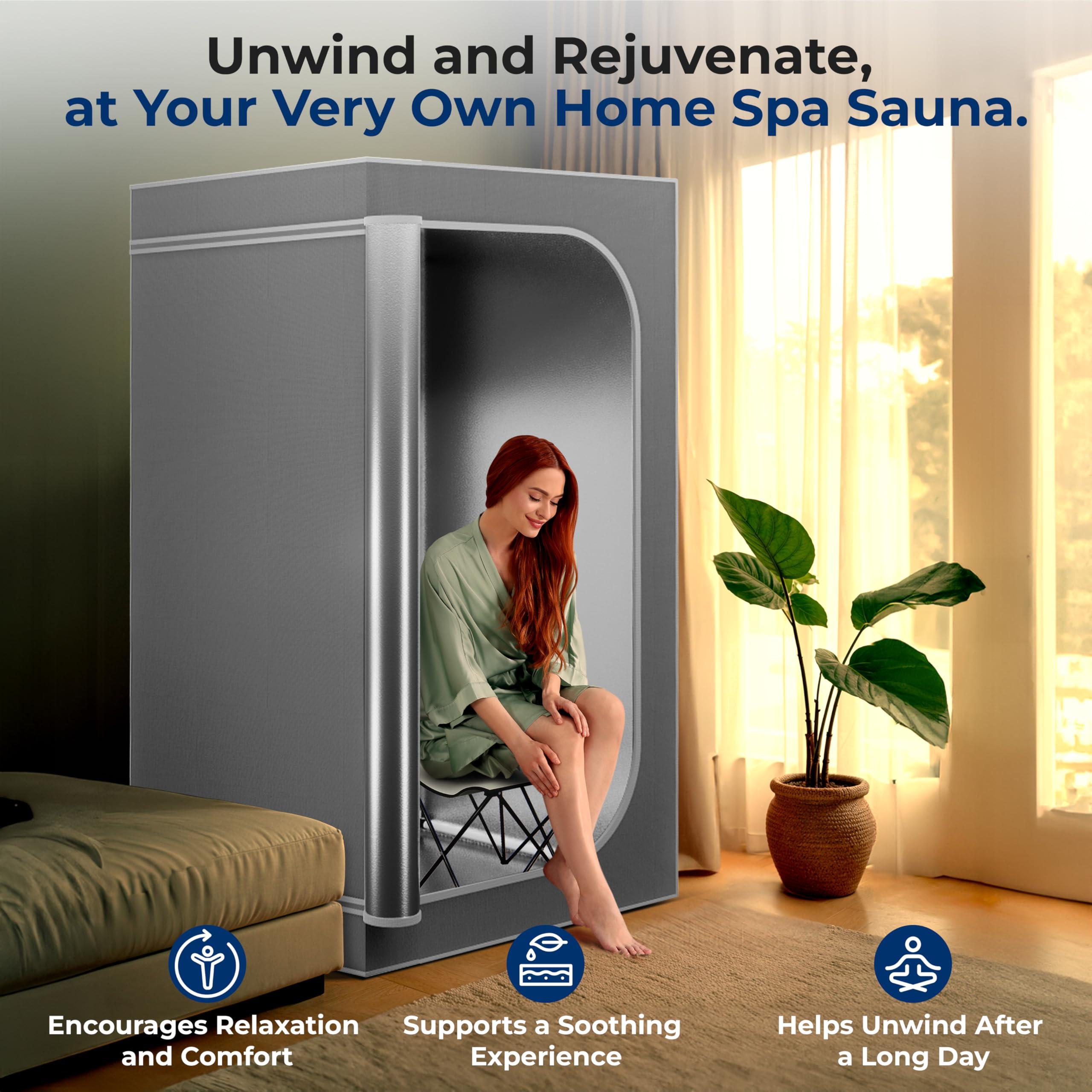 SereneLife SereneLife Portable Sauna, Full Size Infrared Home Spa, indoor sauna tent, steam room, home sauna tent, steam sauna tent, One Person Sauna box for home, with Free Heating Foot Pad and Portable Chair