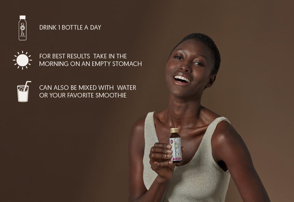 GOLD COLLAGEN GOLD COLLAGEN Pure - Collagen Supplements for Women & Men Biotin Hair Growth, Skin & Nail, Anti Wrinkle Immune System Booster Marine Collagen and Hyaluronic Acid, Vitamin C B6 and Zinc 3 Pack 10x50 ml