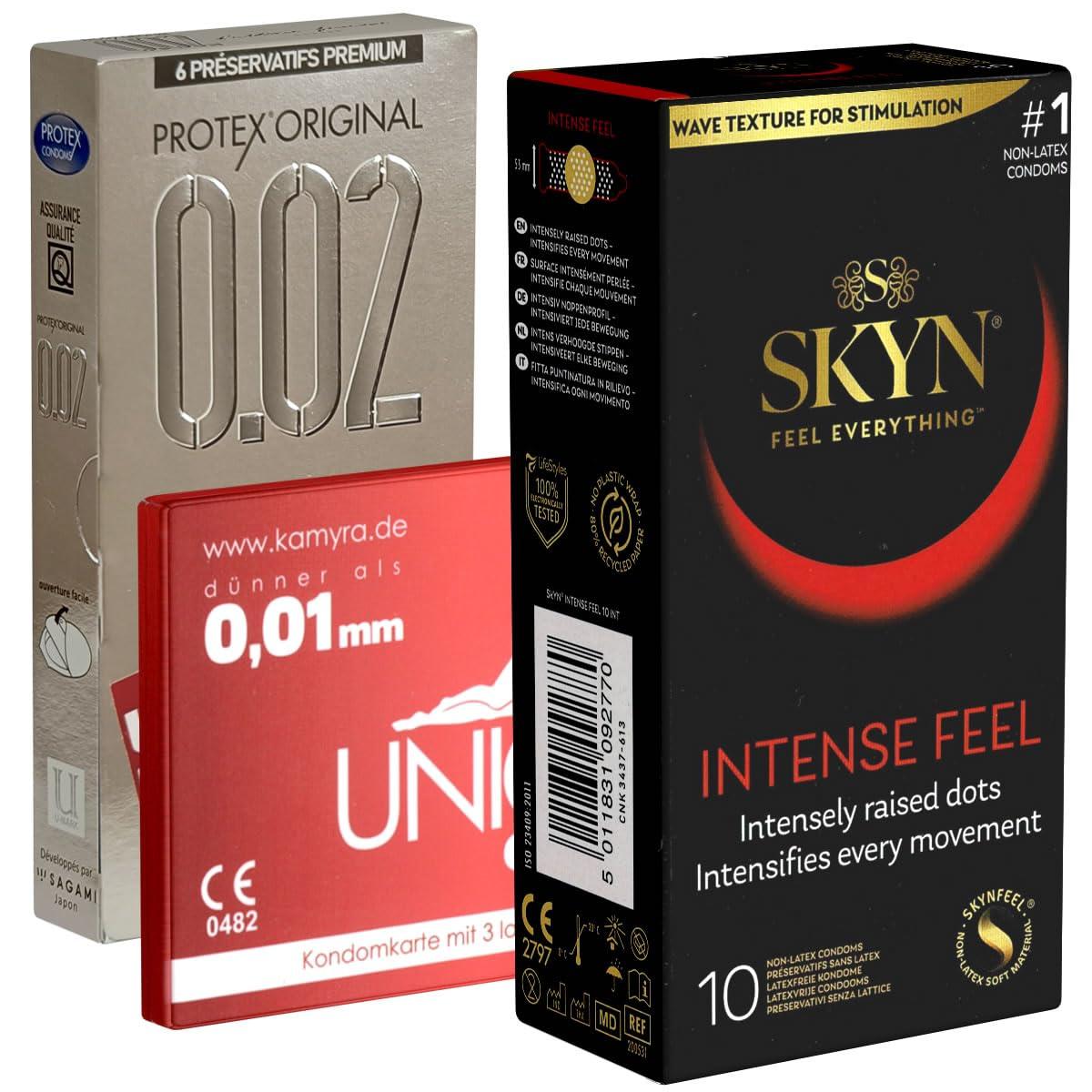 Kondomotheke Kondomotheke Latex Free Condoms Selection #3B: 3 x Non-Latex Condoms Test Set, Condoms Without Latex, 3 Boxes - Hypoallergenic