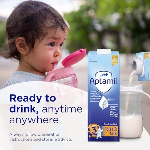 Aptamil Aptamil 3 Toddler Baby Milk Ready to Use Liquid Formula, 1-3 Years, 200ml (Pack of 15),package may vary