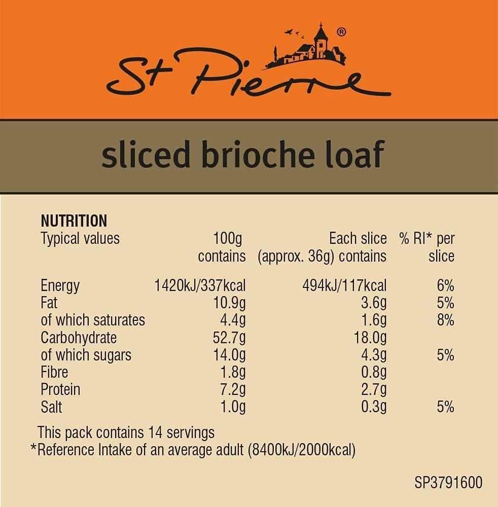 Serendib St Pierre Sliced Brioche Loaf | 500g Each | Rich, soft and tasty pre-sliced brioche loaf | Suitable for vegetarians (7 Pack)