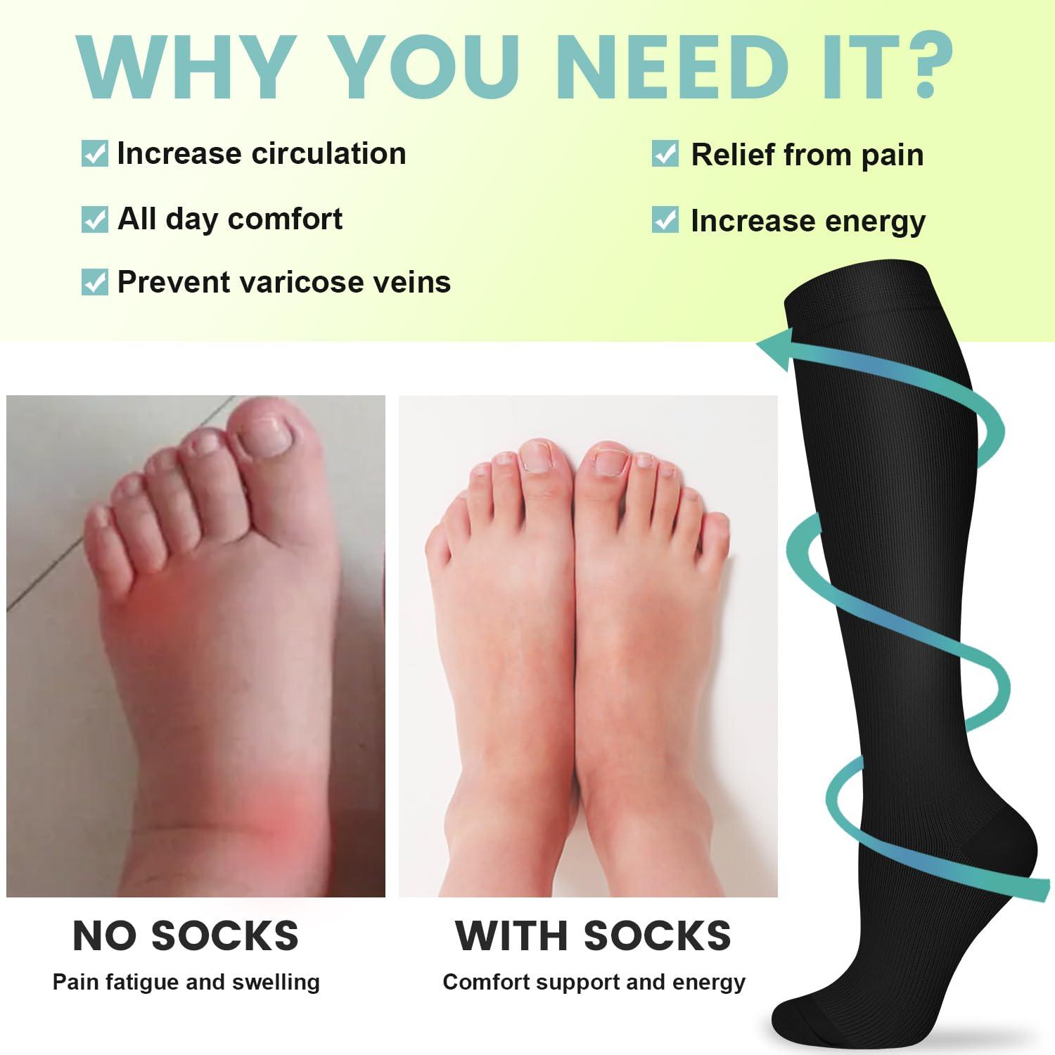 Iseasoo Iseasoo Copper Compression Socks For Men & Women Circulation-Best For Running Hiking Cycling 15-20 mmHg
