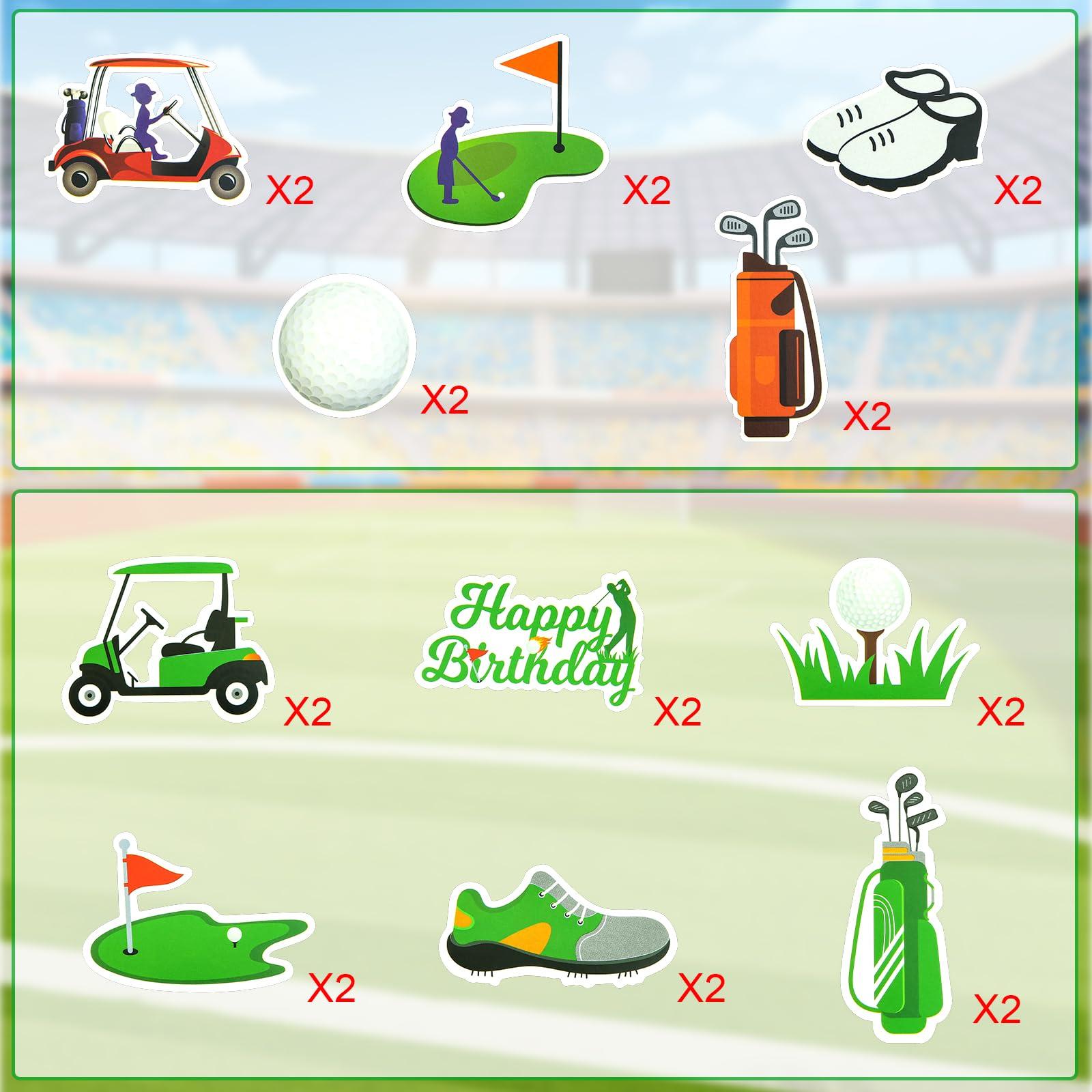 Boerni Golf Cupcake Topper, Outdoor Sport Cupcake Topper, Golf Cart Golf Course Golf Bag Golf Clubs Golf Tee Cupcake Toppers(24pcs)