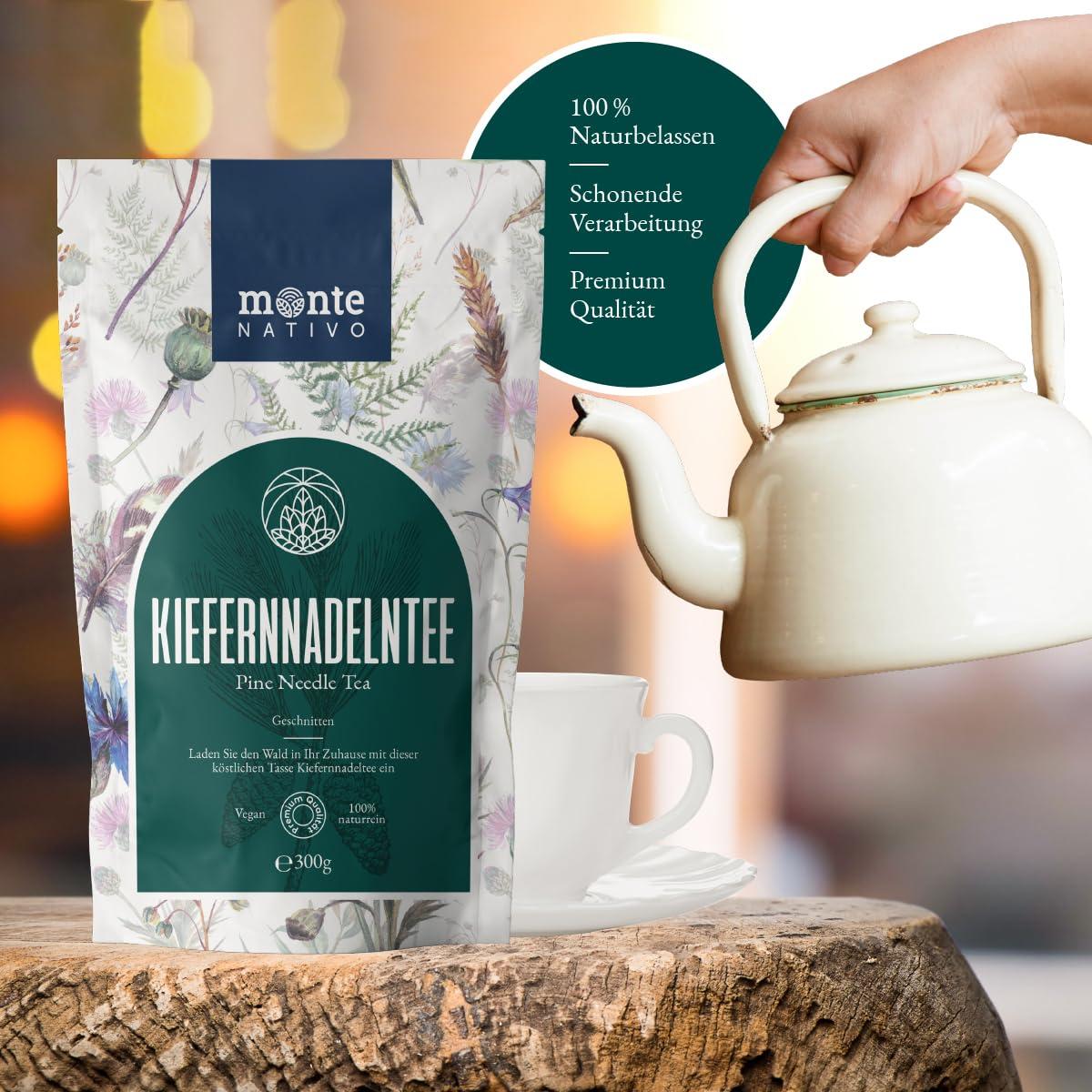 Monte Nativo Pine Needle Tea Monte Nativo (300g) - Pine needles for the most delicious cup - Aromatic and 100% Pure and Natural Loose Leaf Herbal Tea Without Additives - As a healthy, refreshing infusion