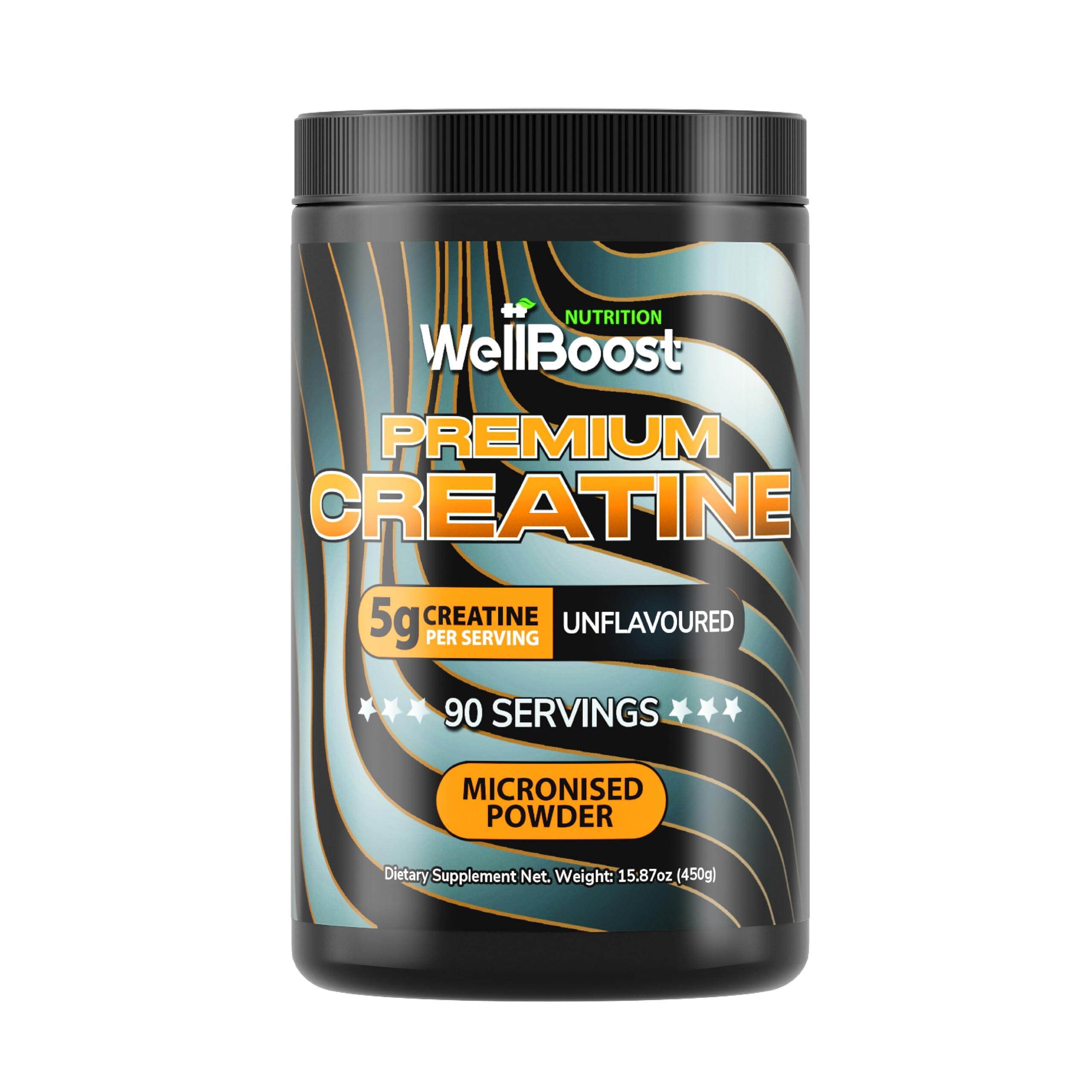 WellBoost WellBoost Nutrition Micronised Creatine Powder, 900g 100% Pure Creatine Monohydrate Powder for Performance and Muscle Power, Unflavoured Shake (180 Servings)