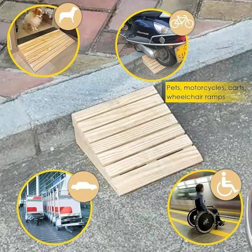 FreshCart Basics Threshold Ramp Set of 2 Stair Ramp Moving - Sturdy Wood Step Ramp for Doorways - Portable Wheelchair Threshold Ramp Entry Slope - Load 600 Lbs