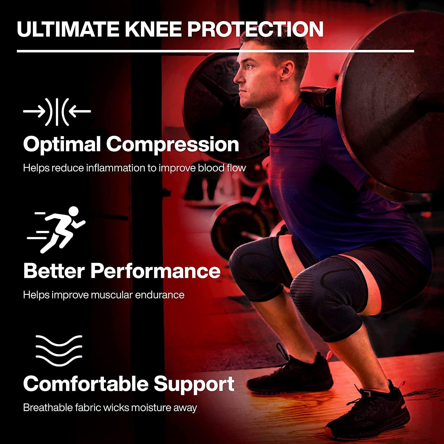 Uflex Athletics Uflex Athletics Knee Compression Sleeve Support for Running, Jogging, Sports, Joint Pain Relief, Arthritis and Injury Recovery-Single Wrap (Medium)
