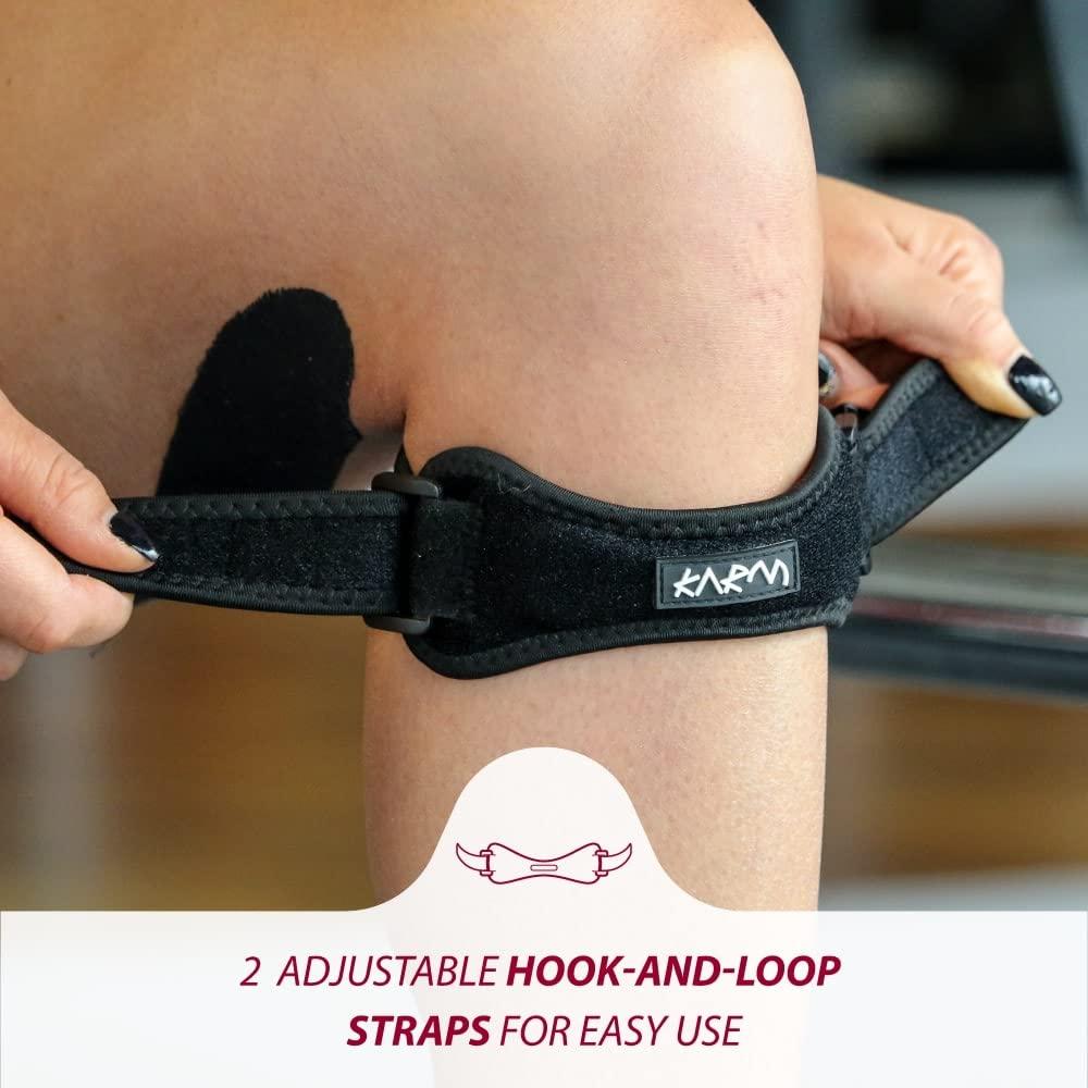KARM KARM Plus Size Knee Support XXL XXXL 3XL 4XL 5XL 6XL for Obese People - Patella Tendon Knee Strap Brace for Joint Pain, Running, Extra Large Big Legs Women & Men (Plus Size, Black Single)