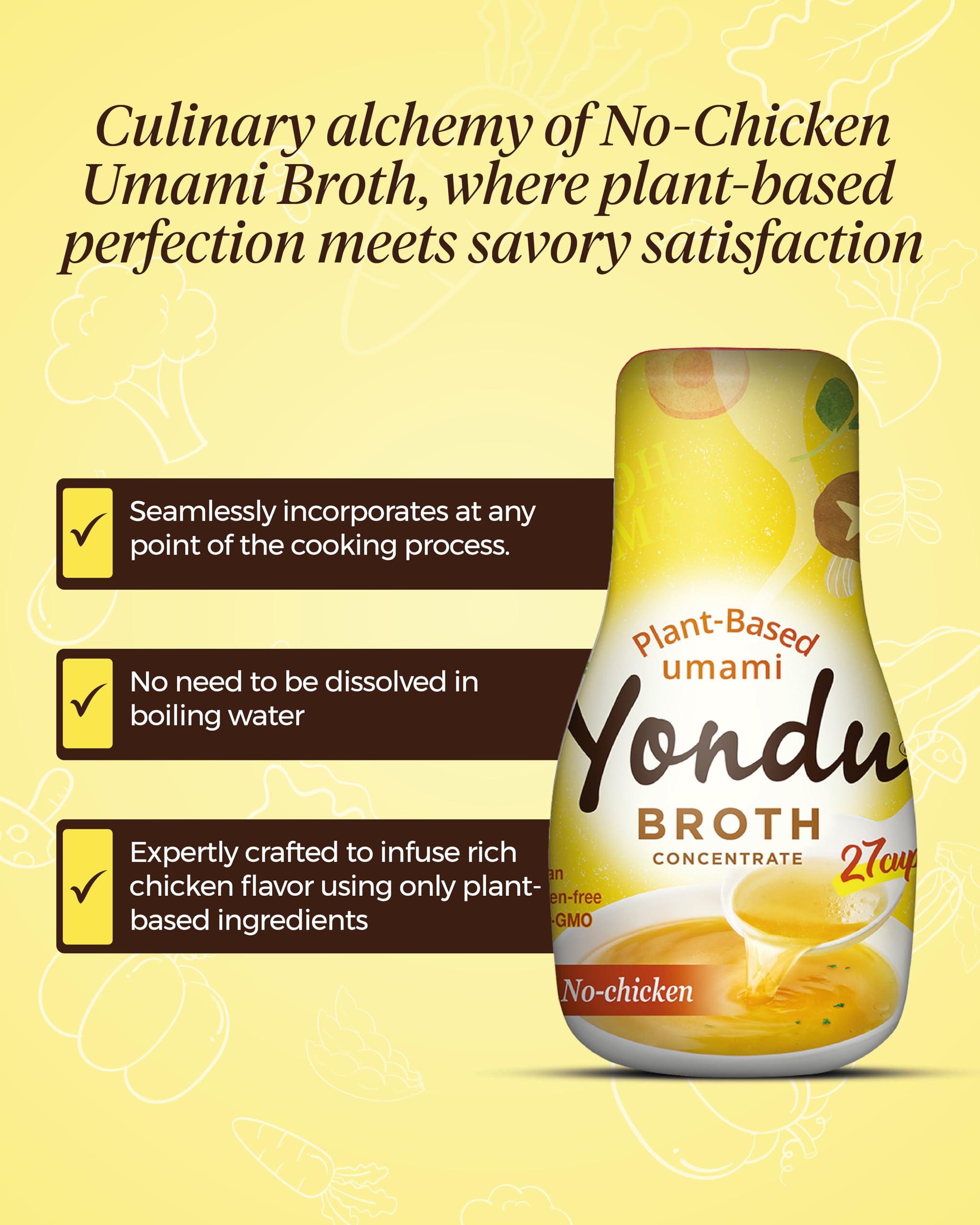 Yondu Yondu Broth Concentrate (No-Chicken, 275ml) - Original Korean Sauce for Every Dish. Vegan, Organic. Plant Based Chicken Flavor Seasoning Sauces Suitable for Soups, Stir-Fries & More