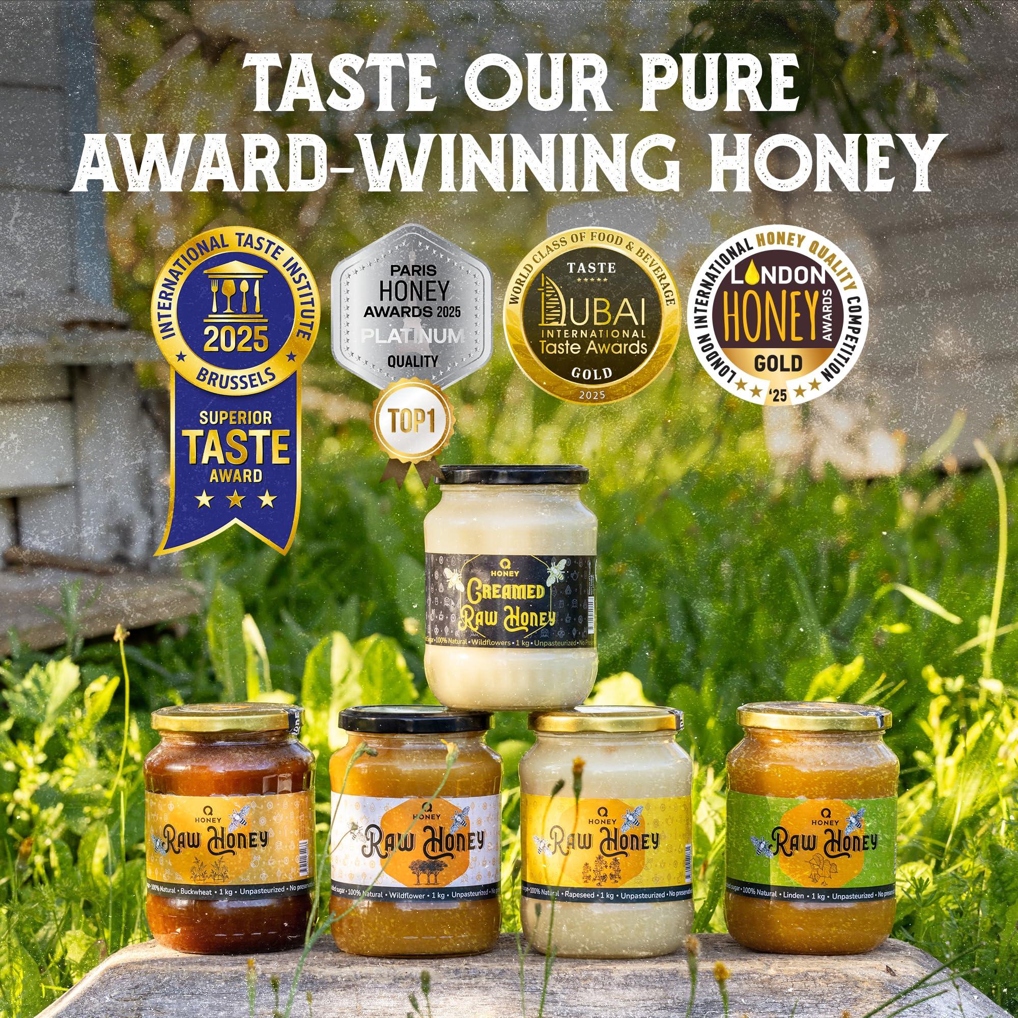 Q honey Pure Raw Honey 1kg Natural Unpasteurised Unfiltered Unheated Forest honey Wildflower Honey