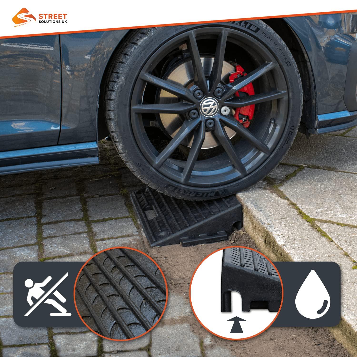 Street Solutions UK Street Solutions UK Rubber Kerb Ramps 4 Inch | Heavy Duty Mobility Threshold Ramps for Wheelchairs, Cars Vehicles, Caravan, Scooter Wheels, Skateboard, Motorcycle, Disabled Chair & Dog | 1 Ramp