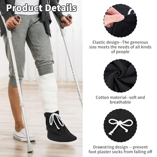 Prasacco Prasacco Cast Sock Cover for Foot, Cast Toe Cover Socks Leg Cast Cover Below the Knee Adjustable Drawstring Cast Protector Washable Cast Sleeve for Men Women Foot Leg Ankle Proof, Black