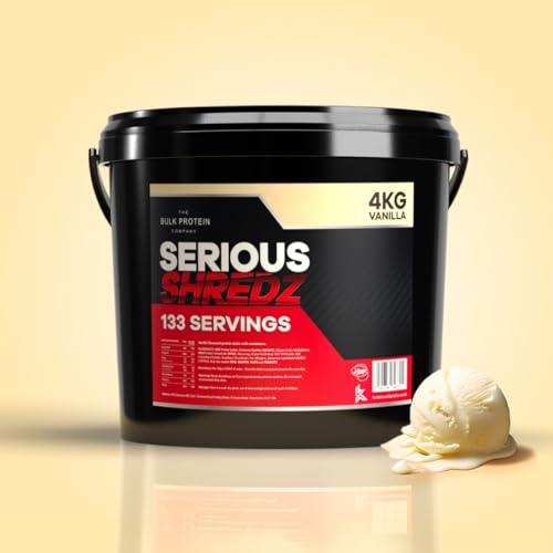 The Bulk Protein Company Serious Shredz 4kg Diet Whey Protein Powder Contains L-Carnitine L-Tartrate and Green Tea Extract Supports Lean Muscle Growth, 133 Servings The Bulk Protein Company (Vanilla)