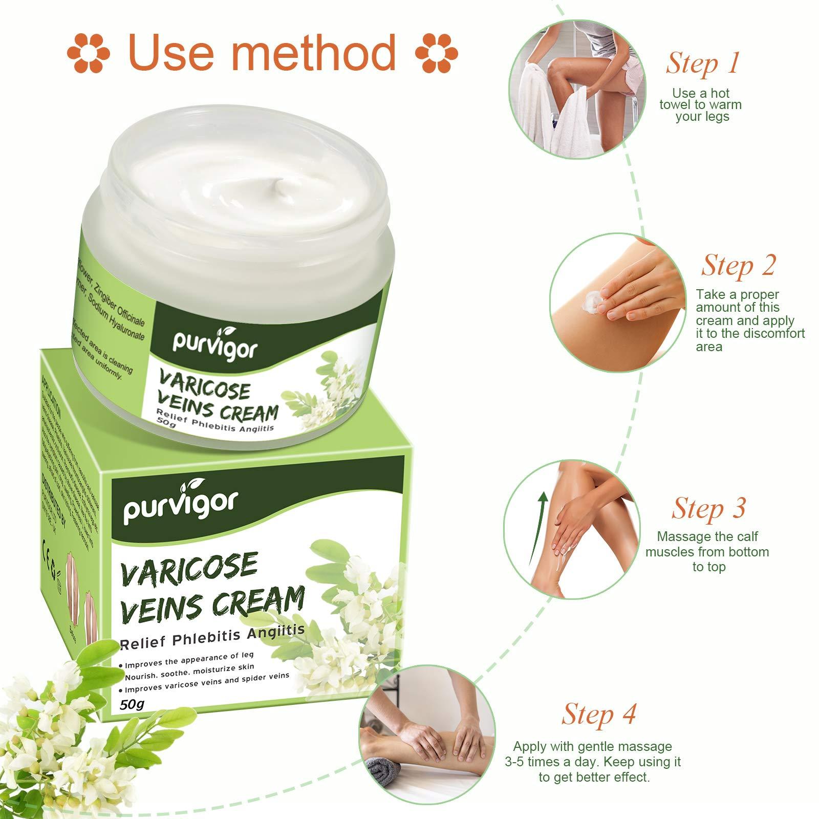 purvigor Varicose Veins Cream, Varicose Vein & Soothing Leg Cream, Natural Varicose & Spider Veins Treatment, Strengthen Capillary Health, Improve Blood Circulation, Tired and Heavy Legs Fast Relief