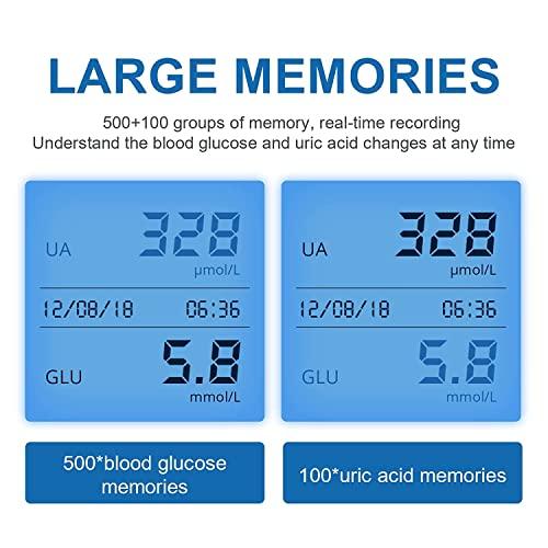 sinocare sinocare 2-in-1 Uric Acid & Blood Glucose Test Kit, Safe AQ UG Multifunctional Monitor for Blood Sugar & Gout Test, w/Test Strips x 100 & Lancing Devices x 100, for Diabetics & Gout - in mmol/L