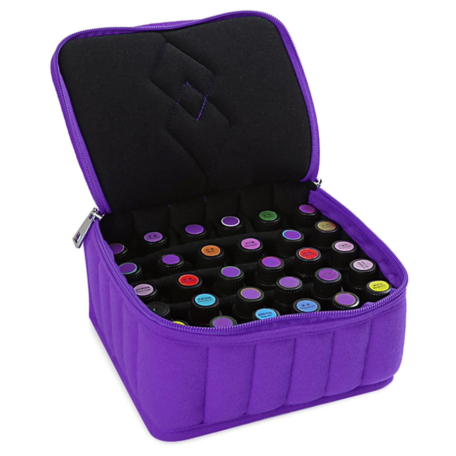 ChengBeautiful ChengBeautiful Essential Oil Storage Box Portable 30 Bottles Of 15ml Essential Oil Storage Bag Essential Oil Storage Box Cotton Storage Bag (Color : Purple, Size : 20x11x17.5 cm)