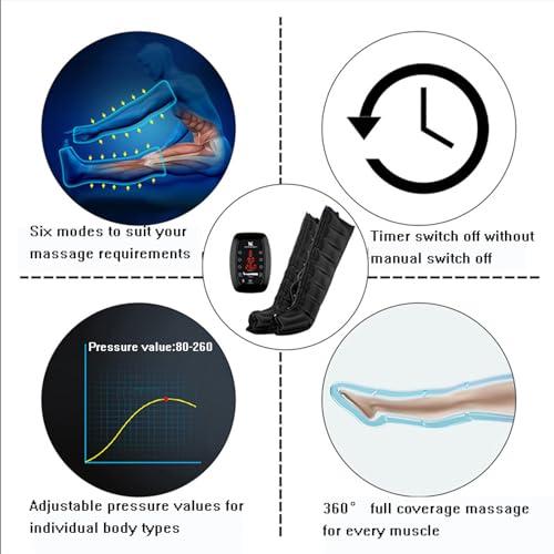 Dremdo Dremdo Electric Leg Air Compression Massager,Foot Massage Machine Portable, 6 Modeslymphatic Massage Machines with 8 Air Cushions,Black