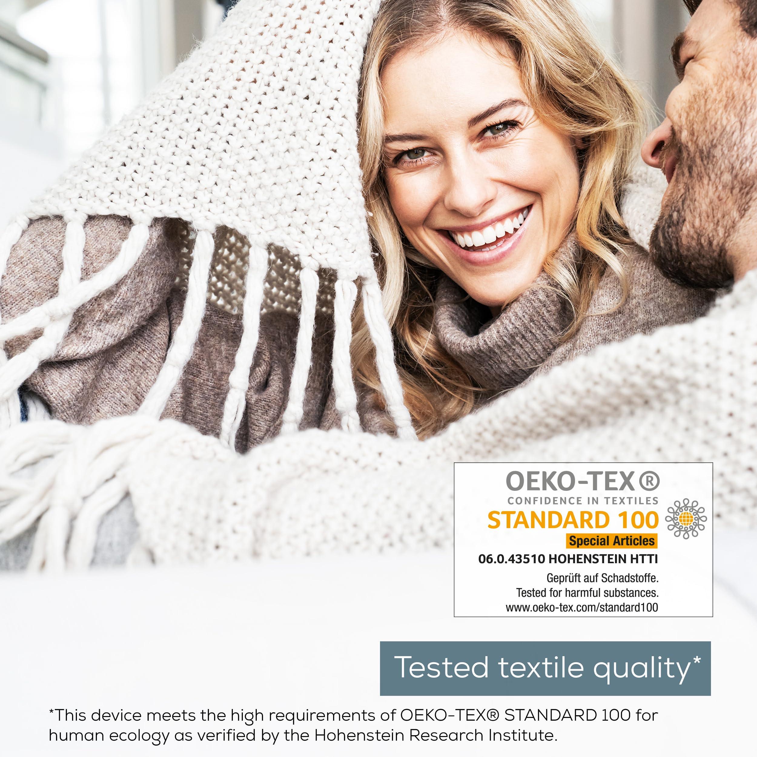 Beurer Beurer HD75 Electric Blanket with 6 Temperature Settings, Soft Heated Throw for Cosy Sofa Nights, Automatic Switch-Off & Safety System, Machine-Washable, Taupe, 180 x 130 cm, 100 watts