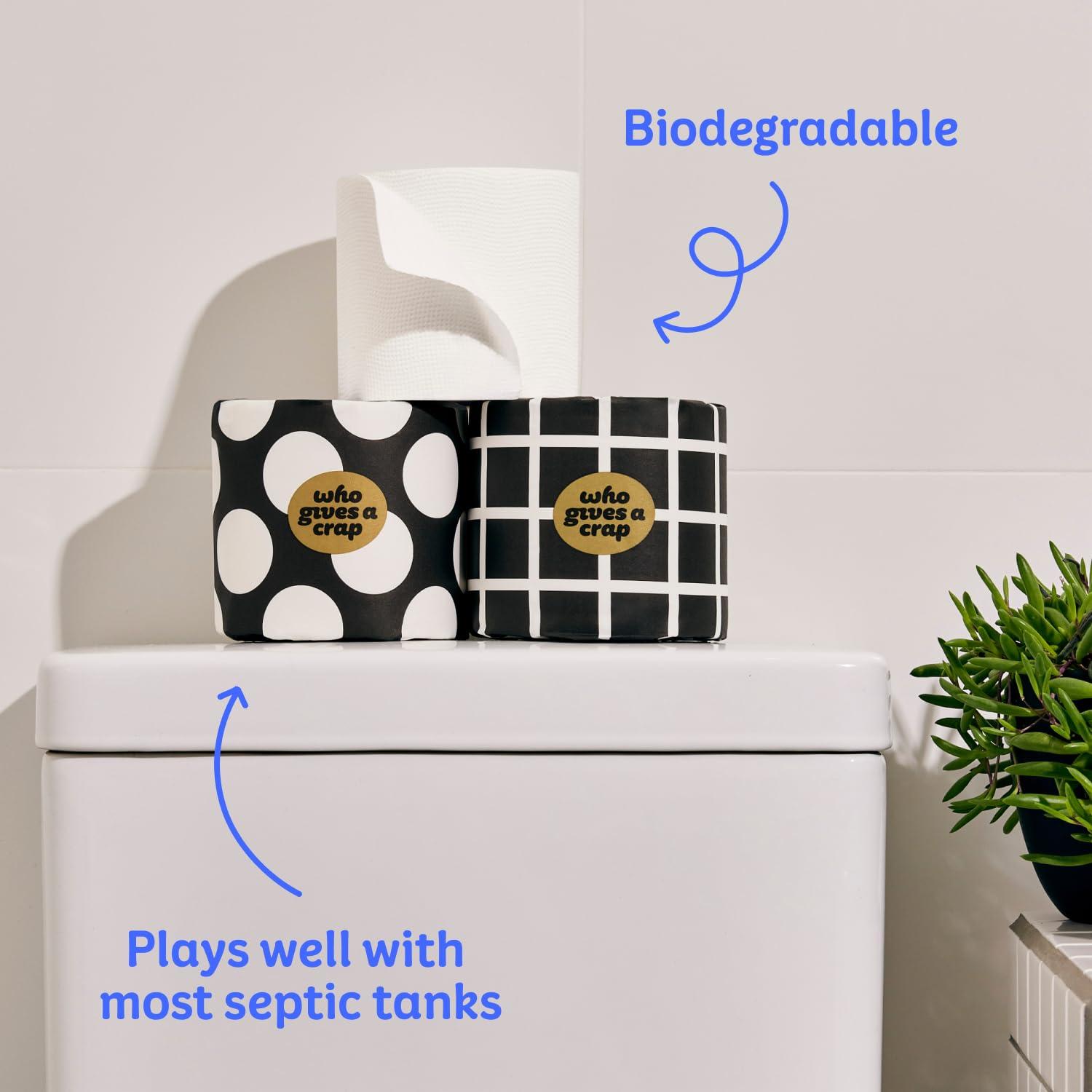 Who Gives A Crap Who Gives A Crap Premium Bamboo, Twice as Long, Toilet Roll, Box of 24 (3-Ply, 370 Sheets) Luxuriously Soft, Strong, Sustainable, Biodegradable & Plastic-Free