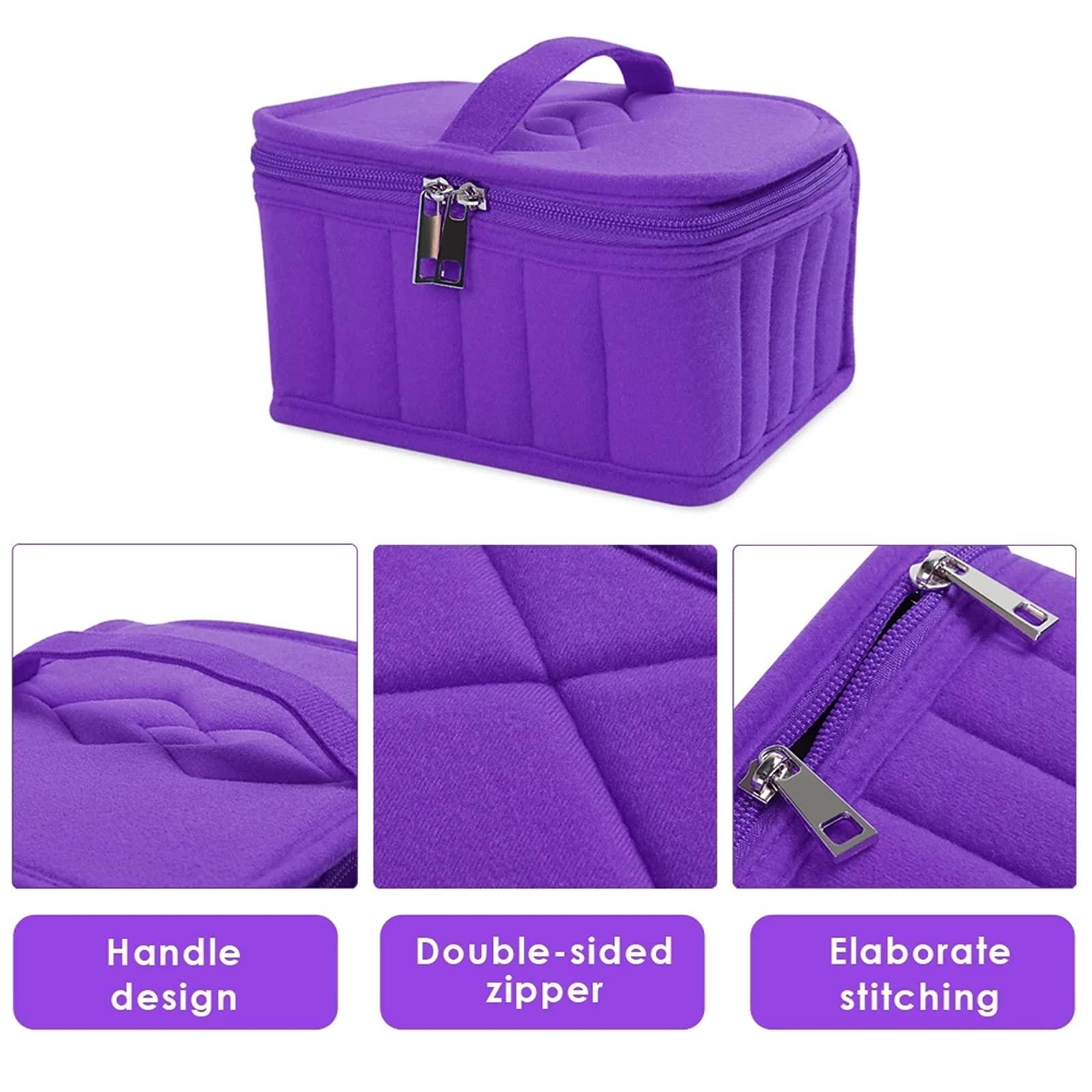 ChengBeautiful ChengBeautiful Essential Oil Storage Box Portable 30 Bottles Of 15ml Essential Oil Storage Bag Essential Oil Storage Box Cotton Storage Bag (Color : Purple, Size : 20x11x17.5 cm)