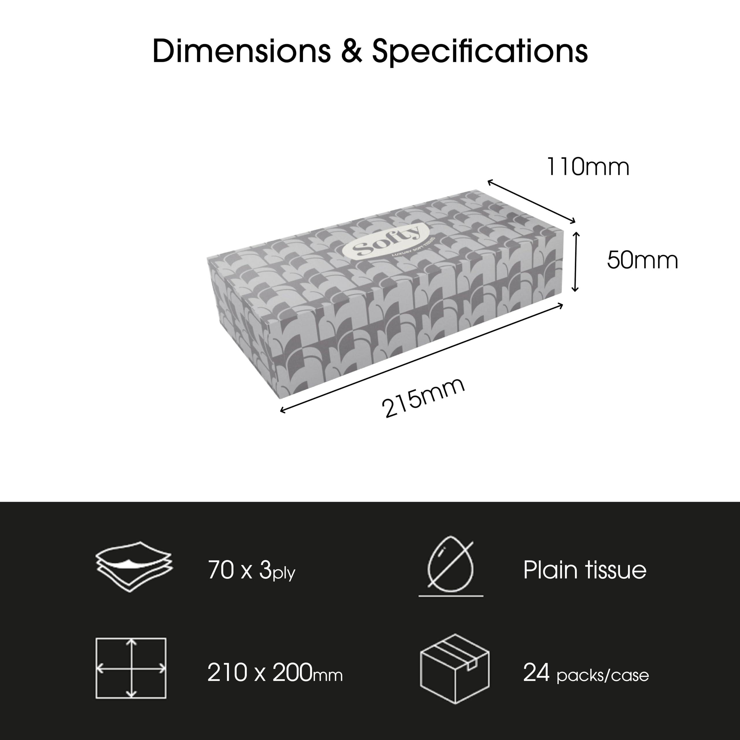 Softy Softy Luxury Soft Box Tissues - Extra Soft Facial Tissues Bulk Buy - 1680 3-Ply Tissues (24 x 70 Tissues)