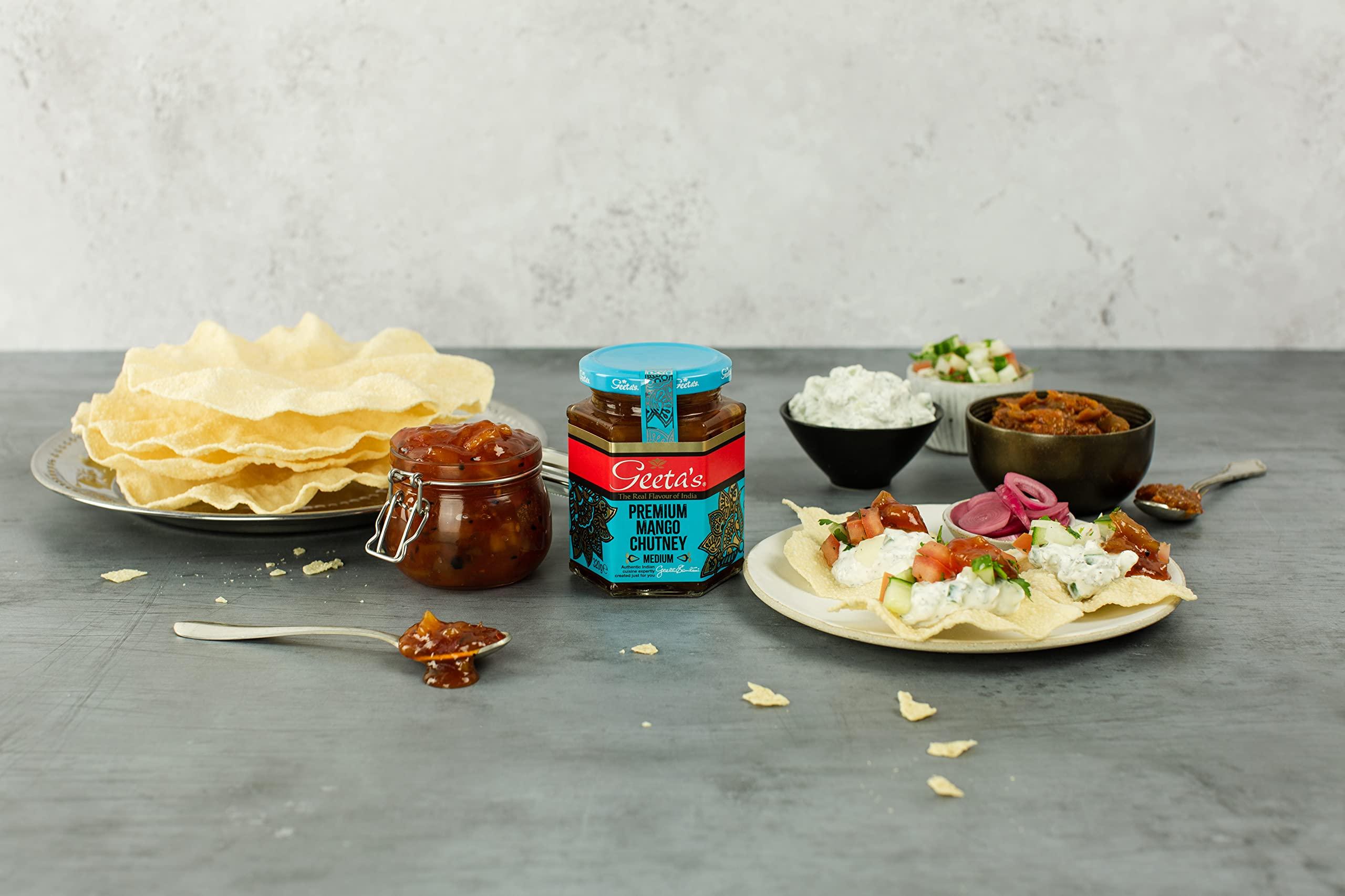 Geeta's Geeta\'s Premium Mango Chutney 320 Grams (6 Pack) - The Real Flavour of India - Indian Mangoes & Aromatic Spices - No Artificial Flavours or Colours