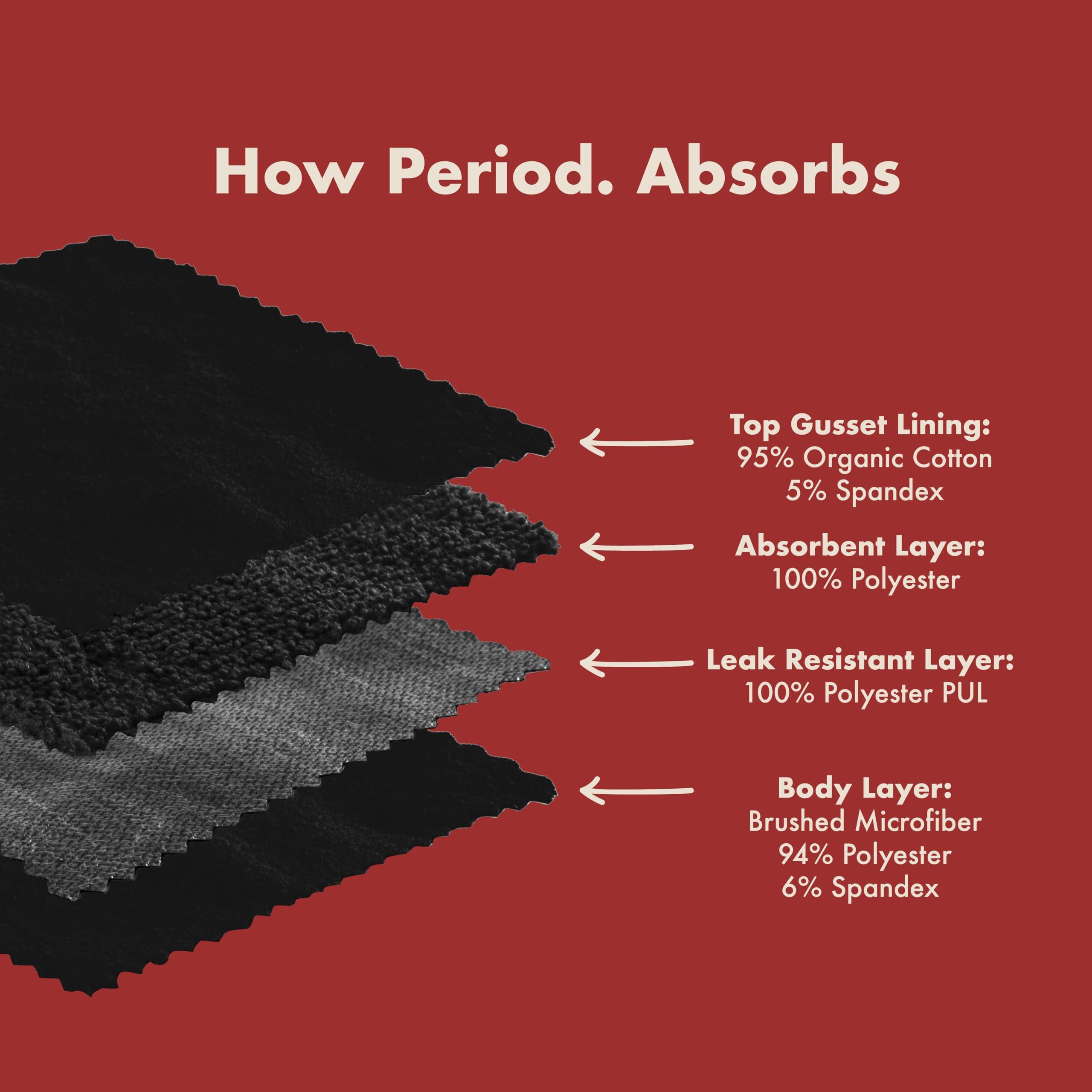 Period. By The Period Company The Period Company| High Waisted Period Underwear for Women| Light Absorbency| Menstrual Panties for Teens | Incontinence | Absorbent Panty | Postpartum | Leak Proof | Black-Medium, Black, M