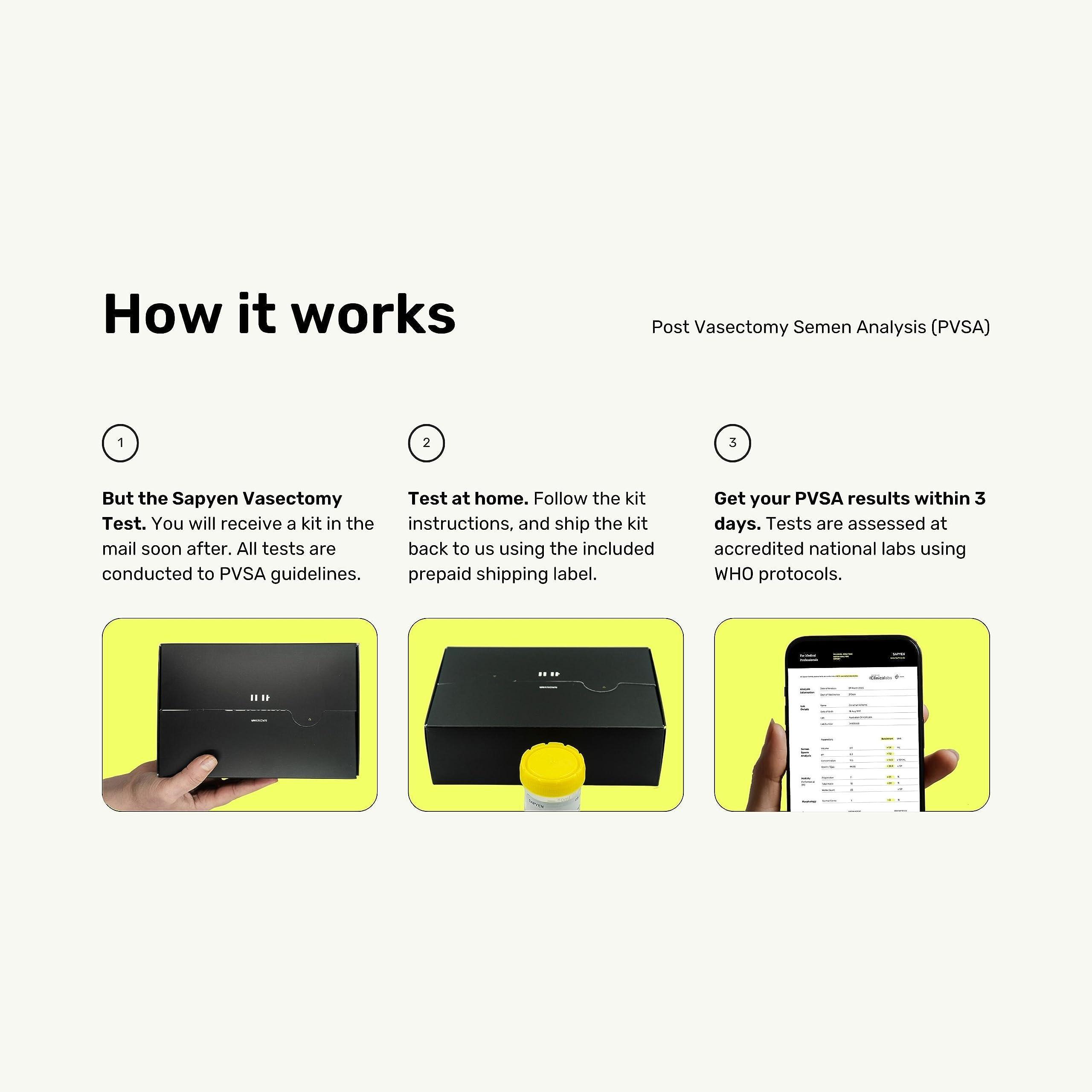 Generic Sapyen at-Home Male Vasectomy Test - Precise Evaluation of Vasectomy Success - Clinically Validated, Lab-Grade Results, Recommended by Urologists and Health Clinics Globally