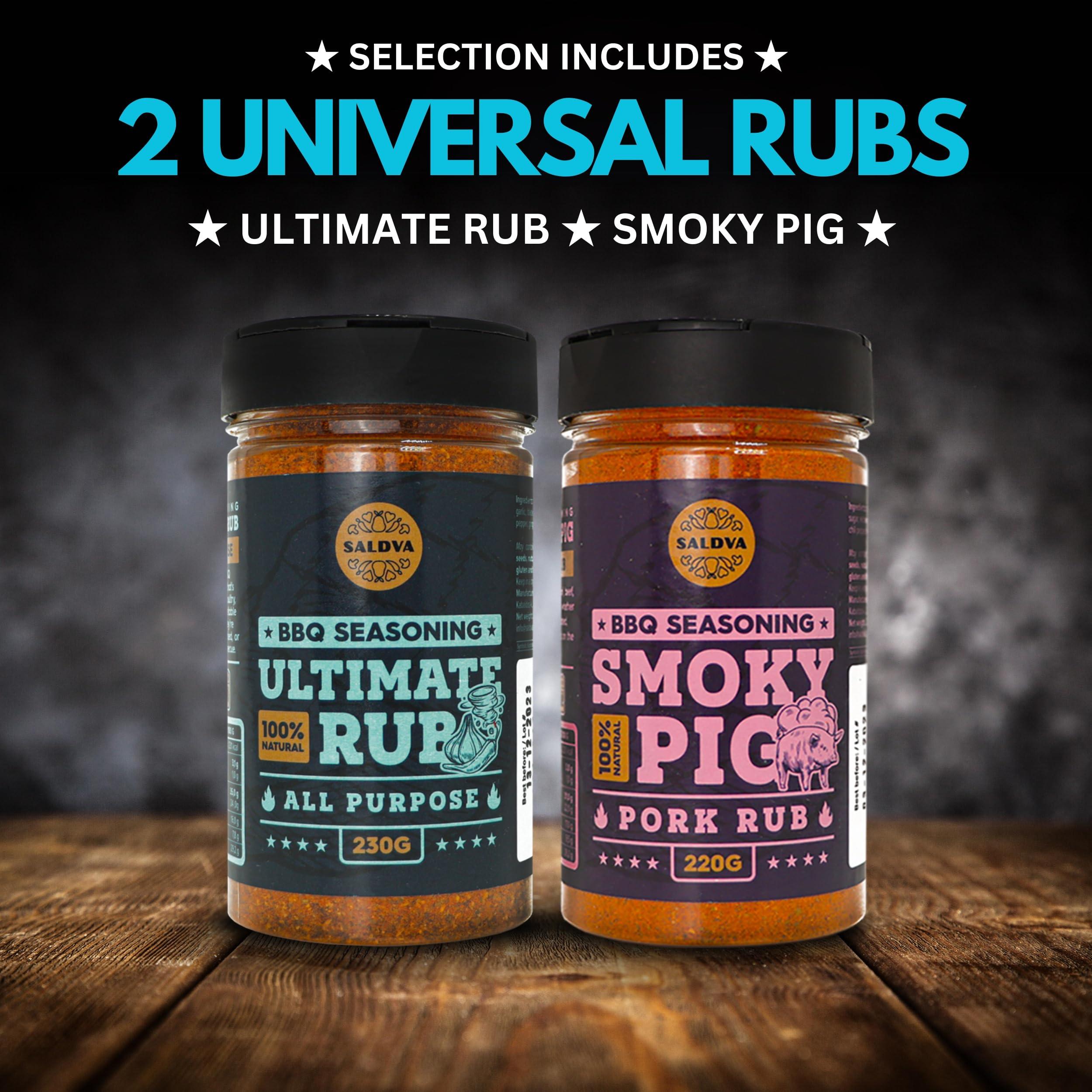 SALDVA Classic Selection of Premium BBQ Seasonings - Holy Cow, Angels Wings, Smoky Pig, Ultimate Rub BBQ Rubs | Pack of 4 | 100% Natural | Great Foodie Gift