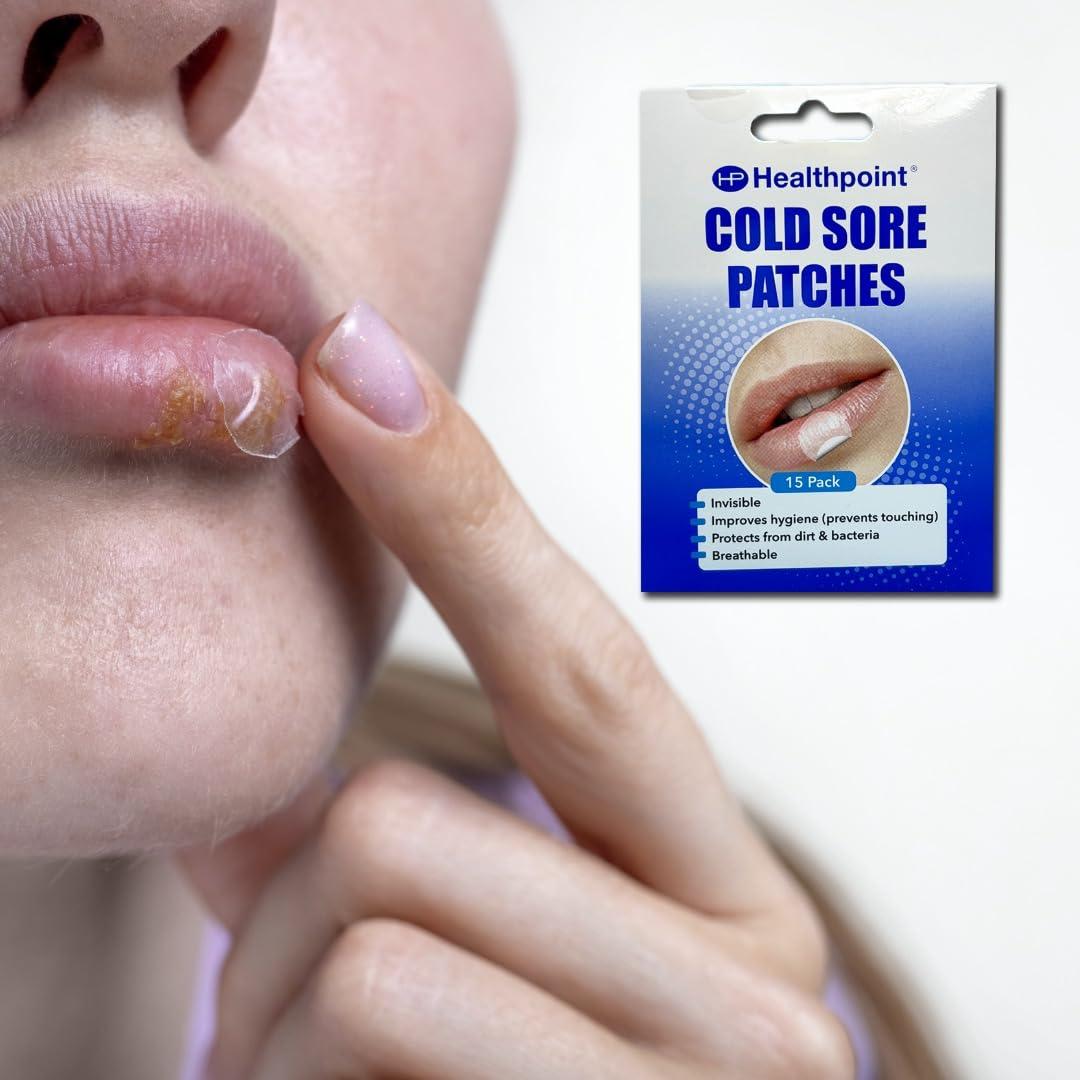 Healthpoint Healthpoint Cold Sore Patches, Pack of 15 Invisible Patches, Discreet Healing, Effective Protection Against Dirt and Bacteria, Prevents Spread of Cold Sores, Improves Hygiene, Breathable
