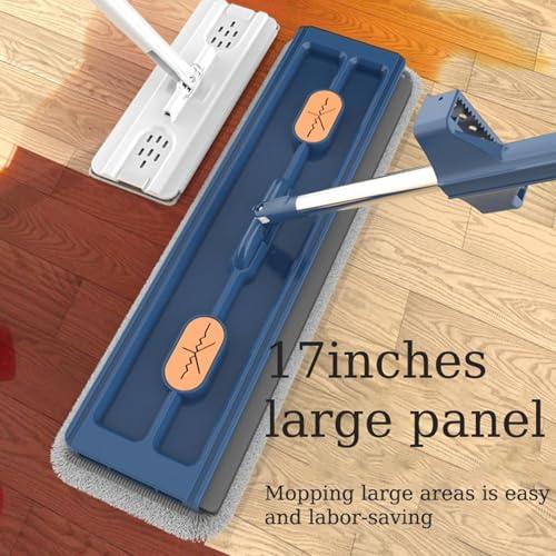 Generic Flat Head Mop - Wet And Dust Mopping - Dust Wet Dry Mop With 2 Reusable Microfiber Pads For Wet And Dry Use, Ceramic Tiles