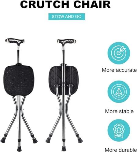 FreshCart Basics Folding Lightweight Tripod Walking Stick with Adjustable Height Seat for Elderly Portable Travel Hiking Chair for Fishing and Leisure Activities in the Park