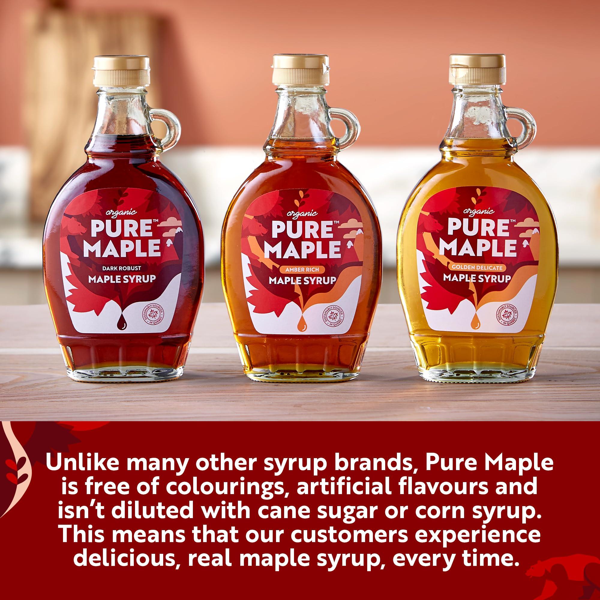Pure Maple Pure Canadian Maple Syrup - Grade A - Ideal Topping for Porridge, Ice Cream, Fruit, Pancakes - 100% Natural Sweetener - 264g / 200ml (200ml, Dark)
