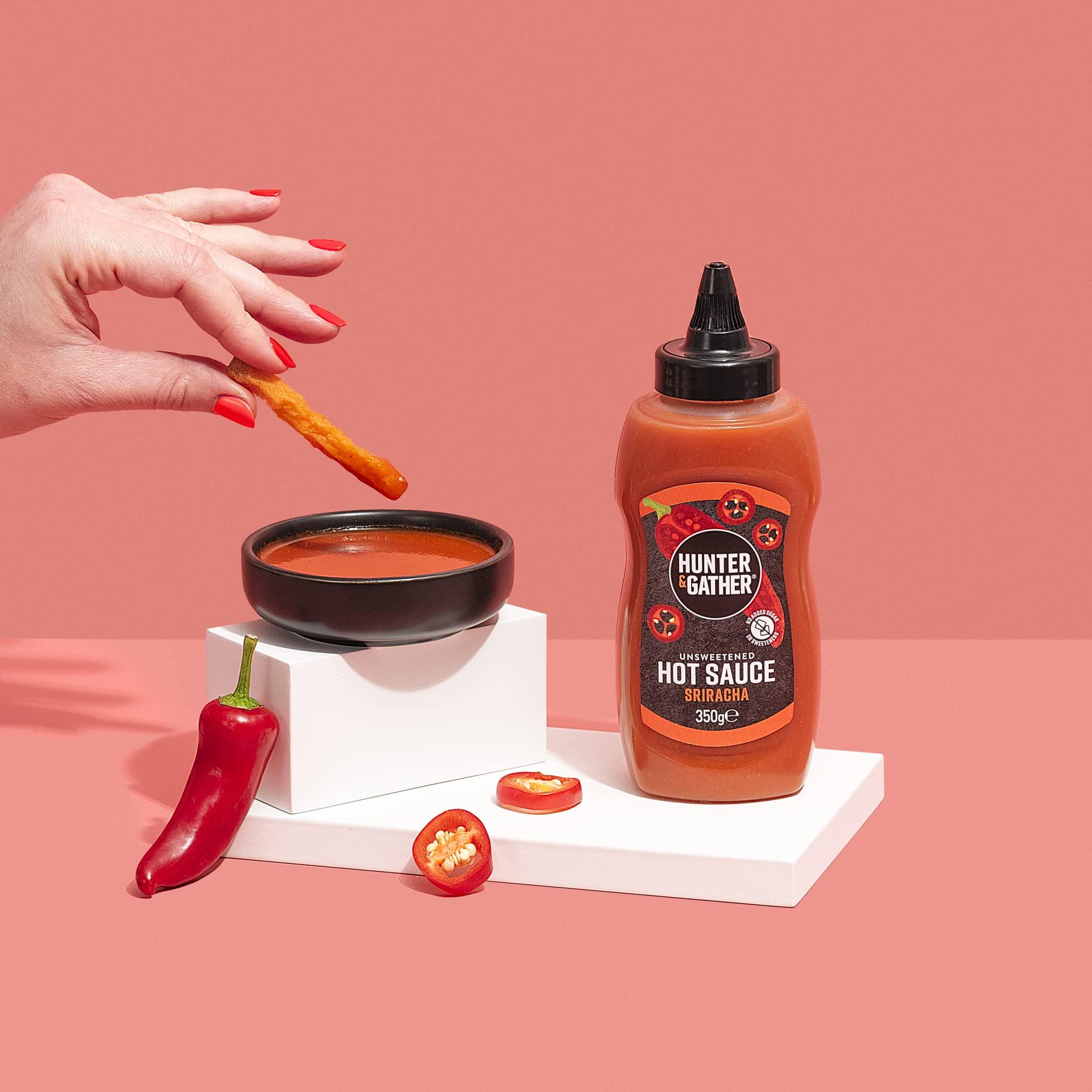 Hunter & Gather Hunter & Gather Unsweetened Hot Sauce | 2 x 350g Hot Sriracha Sauce Keto, Paleo, Low Carb & Vegan Friendly | Free from Added Sugar & Sweeteners