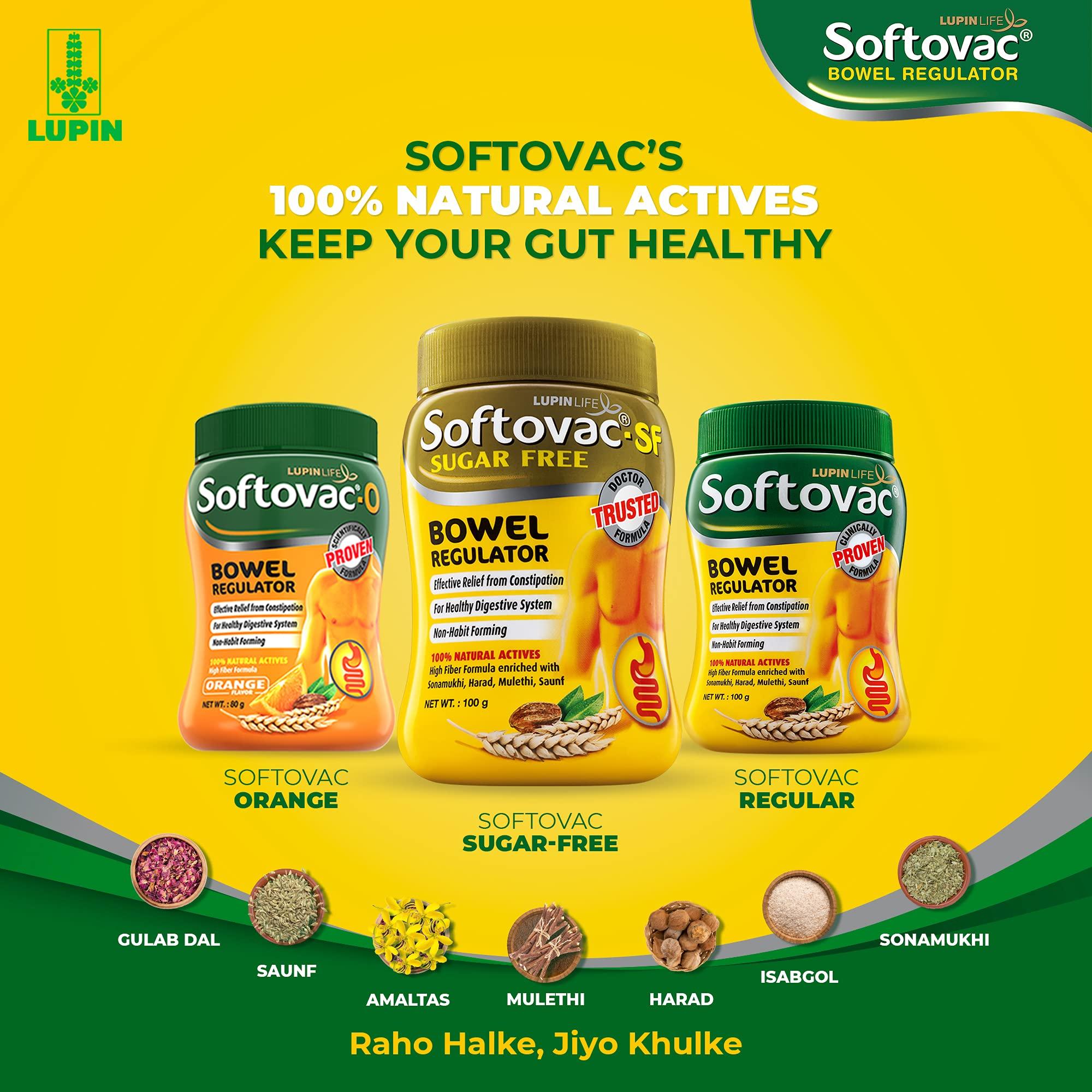 Softovac Softovac Bowel Regulator 250g - 100% Natural Actives: High Fiber Formula enriched with Sonamukhi, Harad, Mulethi, Saunf etc.