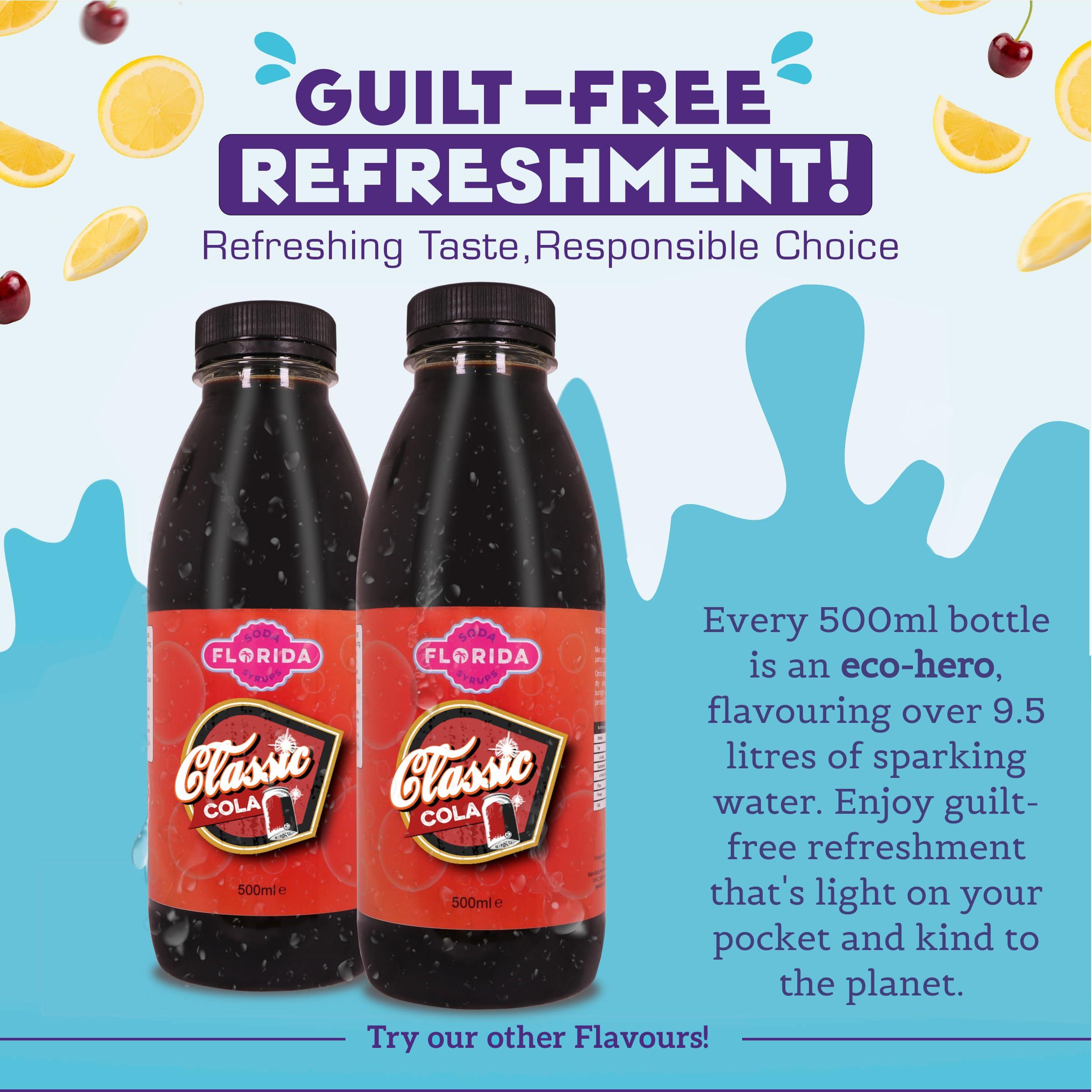 Florida Soda Syrups Florida Soda Syrup Compatible With Sodastream - Twin Pack Aspartame Free (500 ml (Pack of 2), Classic Cola)