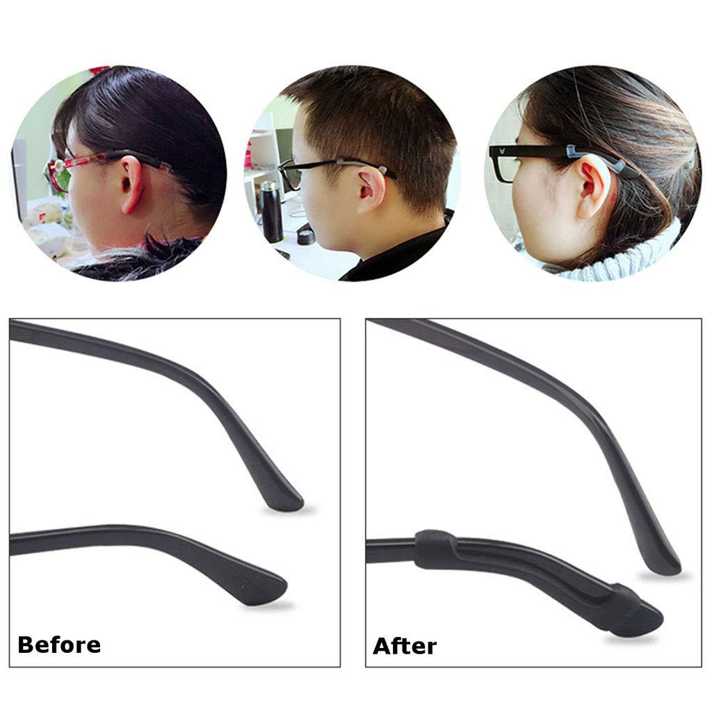 Logyua 4 Pairs Eyeglasses Temple Tips Sleeve Retainer, Soft Silicone Anti-Slip Elastic Comfort Glasses Retainers, for Spectacle Sunglasses Reading Glasses Eyewear (Random Color) (Black,Clear,Grey,Brown)