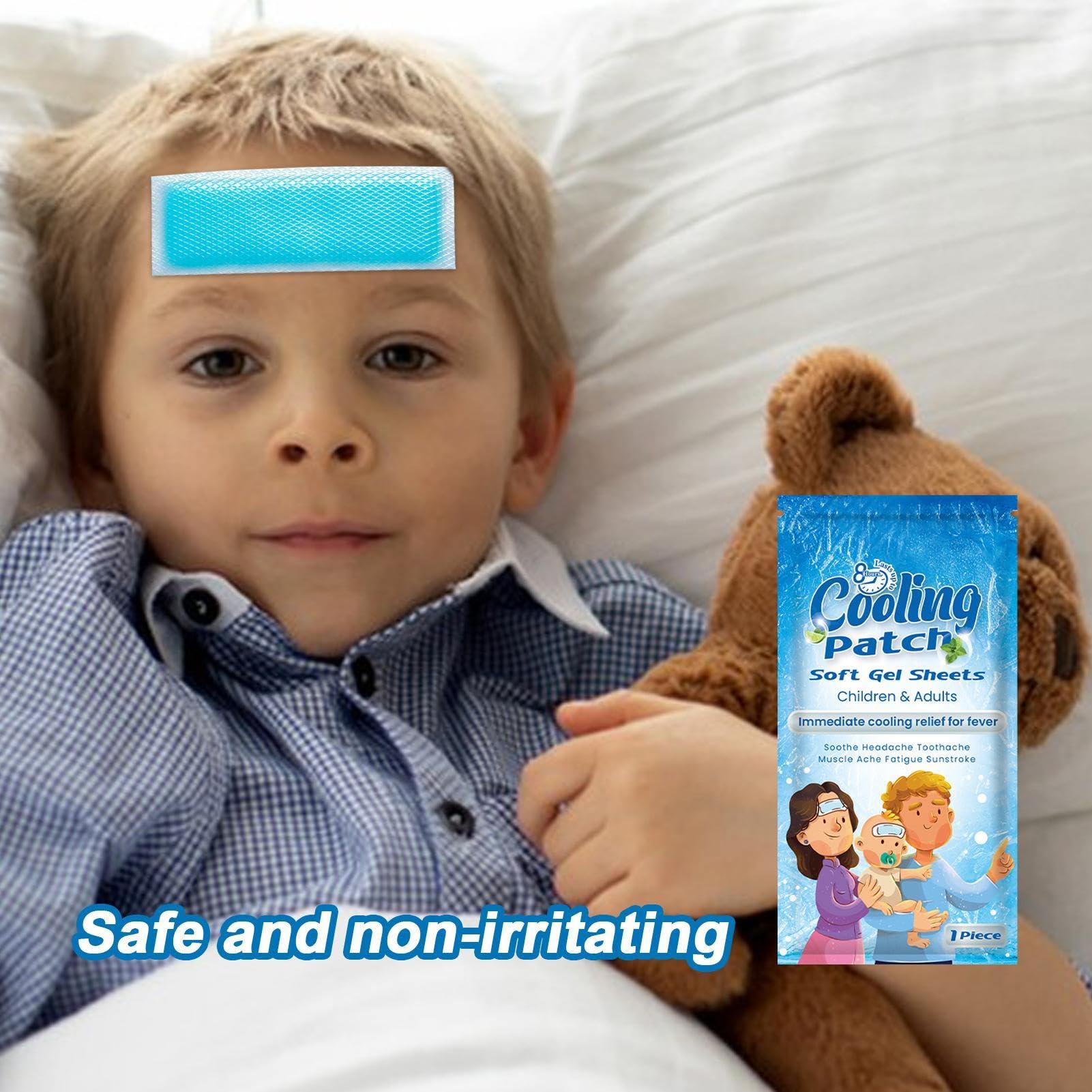 FreshCart Basics Cooling Patches for Hot Weather | Rapid Heat Absorption, 5 Sheets Fever Cooling Patch,Headache Health Care, Forehead Pads for Home School Travel