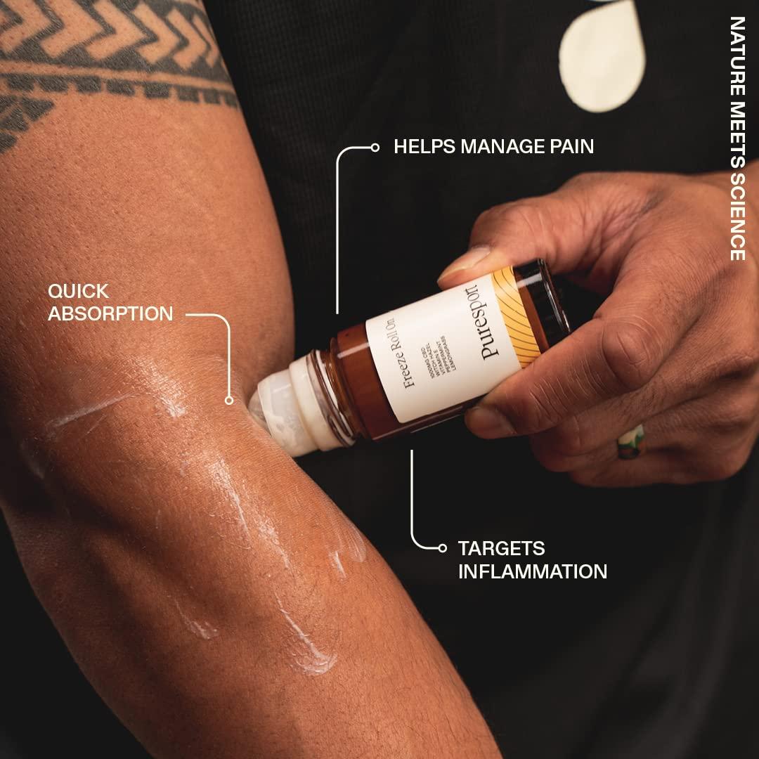 Puresport Puresport 1000mg Muscle & Joint Freeze Roll-On | 50ml | Witch-Hazel, Peppermint & Lemongrass Essential Oil | Pain and Muscle Recovery