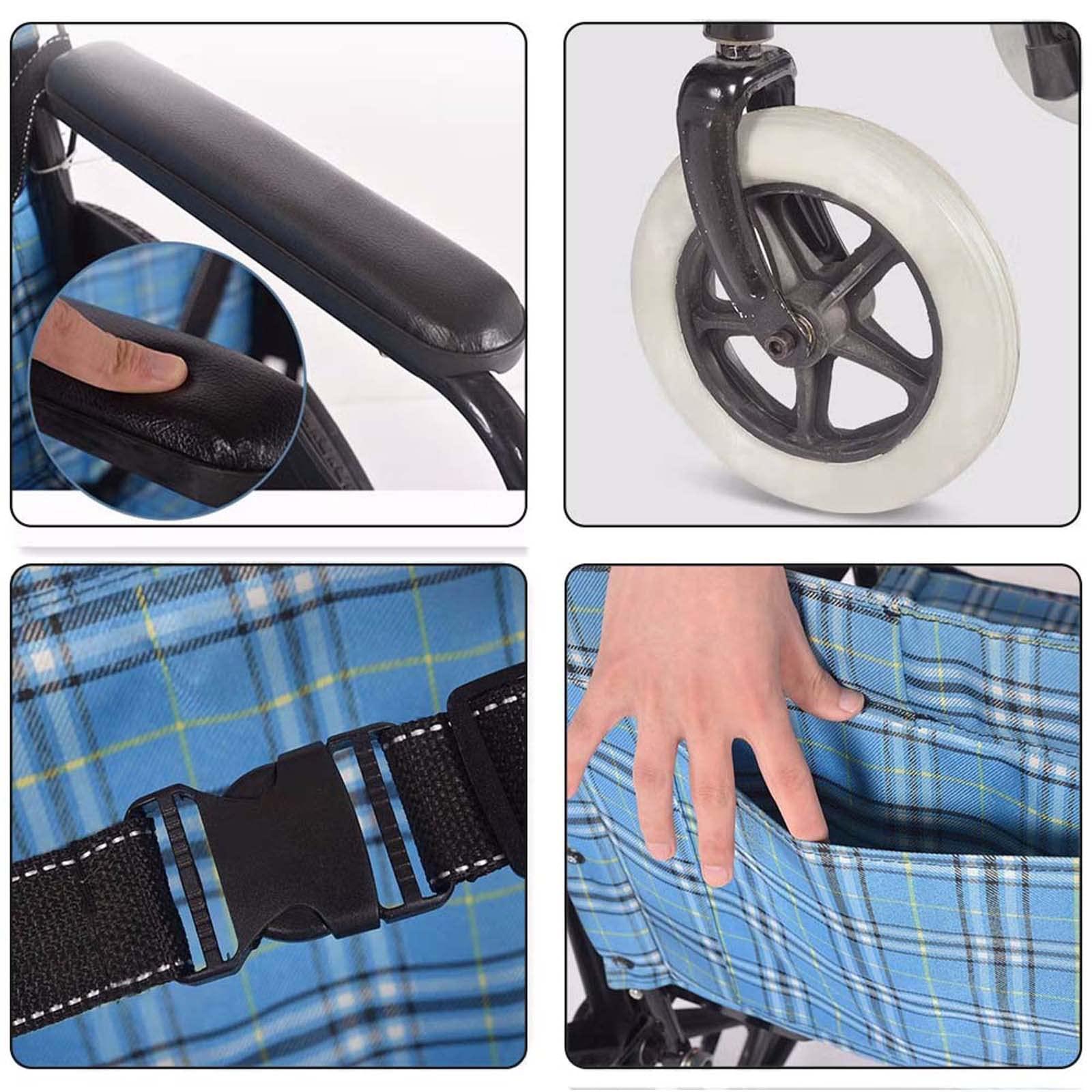 FreshCart Basics Heavy Duty Extra-Wide Wheelchair for Adults - 20 Seat, 418 lbs Weight Capacity - Folding Transport Chair with Full Arms & Swing-Away Footrests