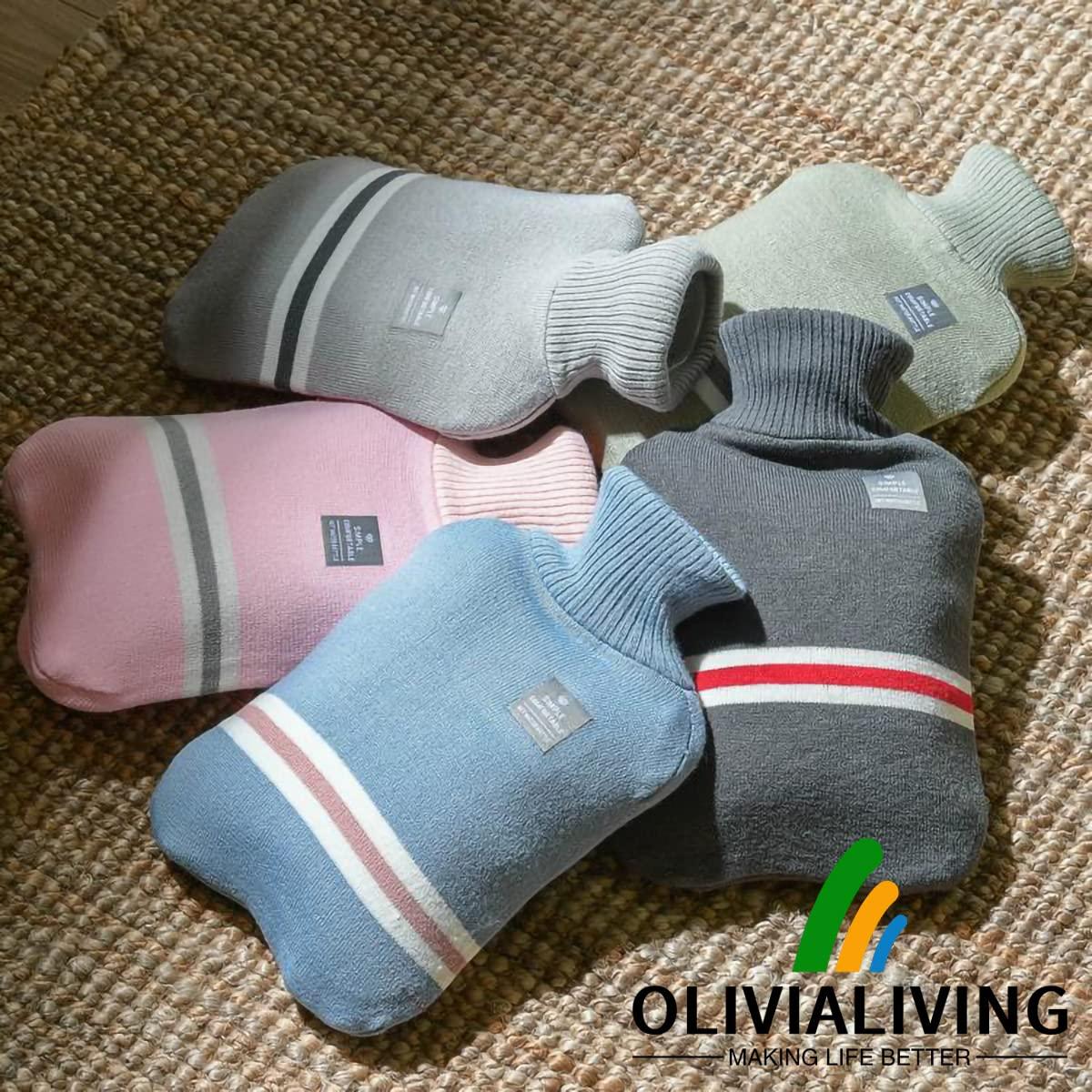 OliviaLiving OliviaLiving Hot Water Bottle with Classic Striped Cover, 2L Hot Water Bag for Menstrual Cramps, Neck and Shoulder Pain Relief, Hot and Cold Therapies, Hand Feet Warmer