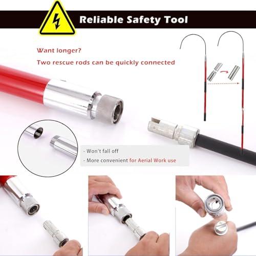 BESTXH BESTXH High Voltage Insulated Rescue Hook, Electrical Safety Rescue Hook Lightweight, 220lb Load Safety Rescue Hook, Detachable Insulated Rescue Hooks, for Electrician Fire,Green,3.3ft/1m