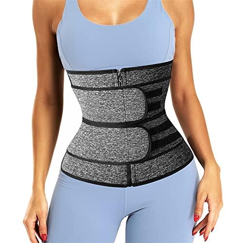 FANFENG FANFENG Women\'s Postpartum Belly Belt Back Posture Corrector Wasit Trainer Adjustable Double Pull Lumbar Support Corset (Color : Grey, Size : XXL/XX-Large)